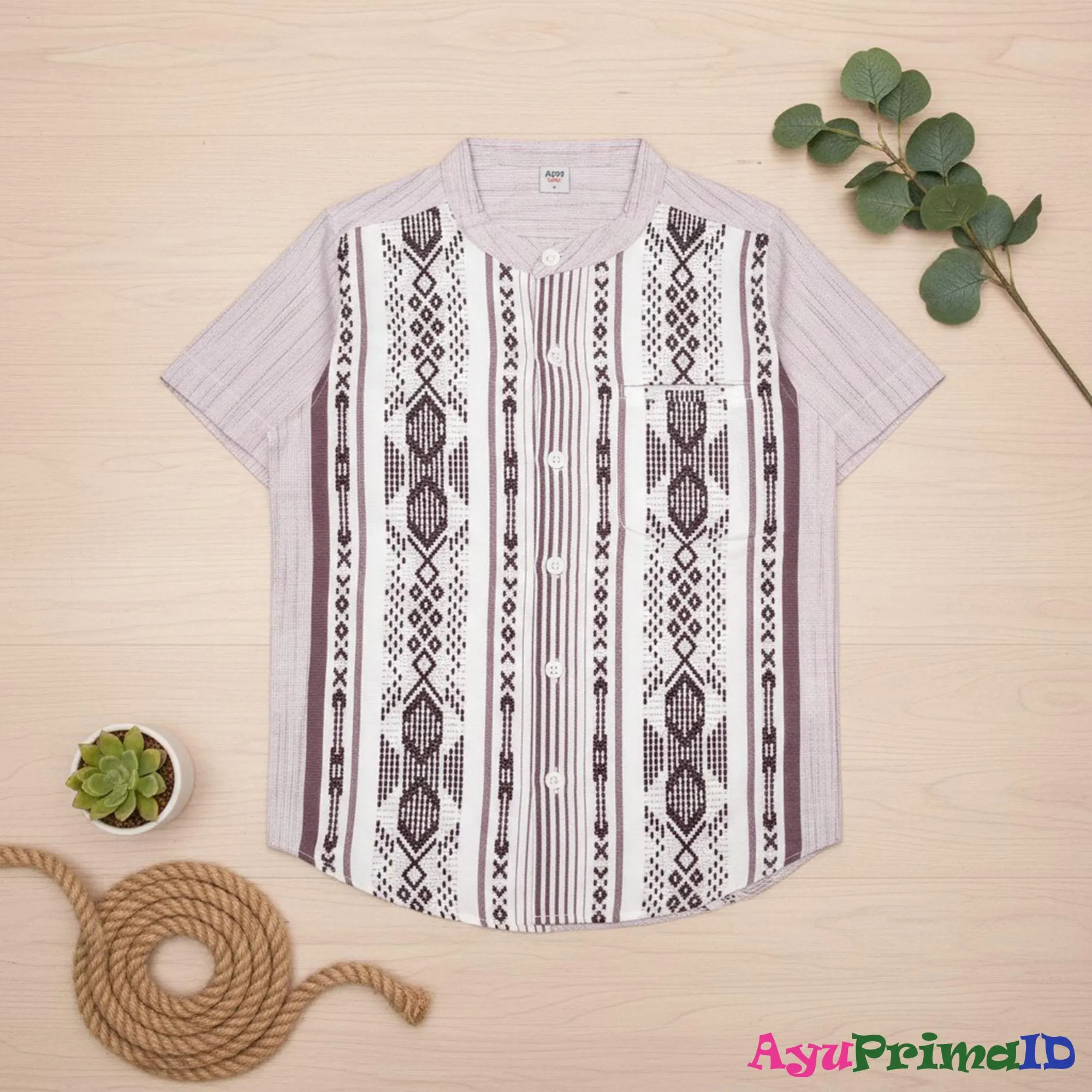 Boys Maroon Koko Shirt Short Sleeve, Kids Modest Fashion Islamic Boyswear Traditional Eid Outfit