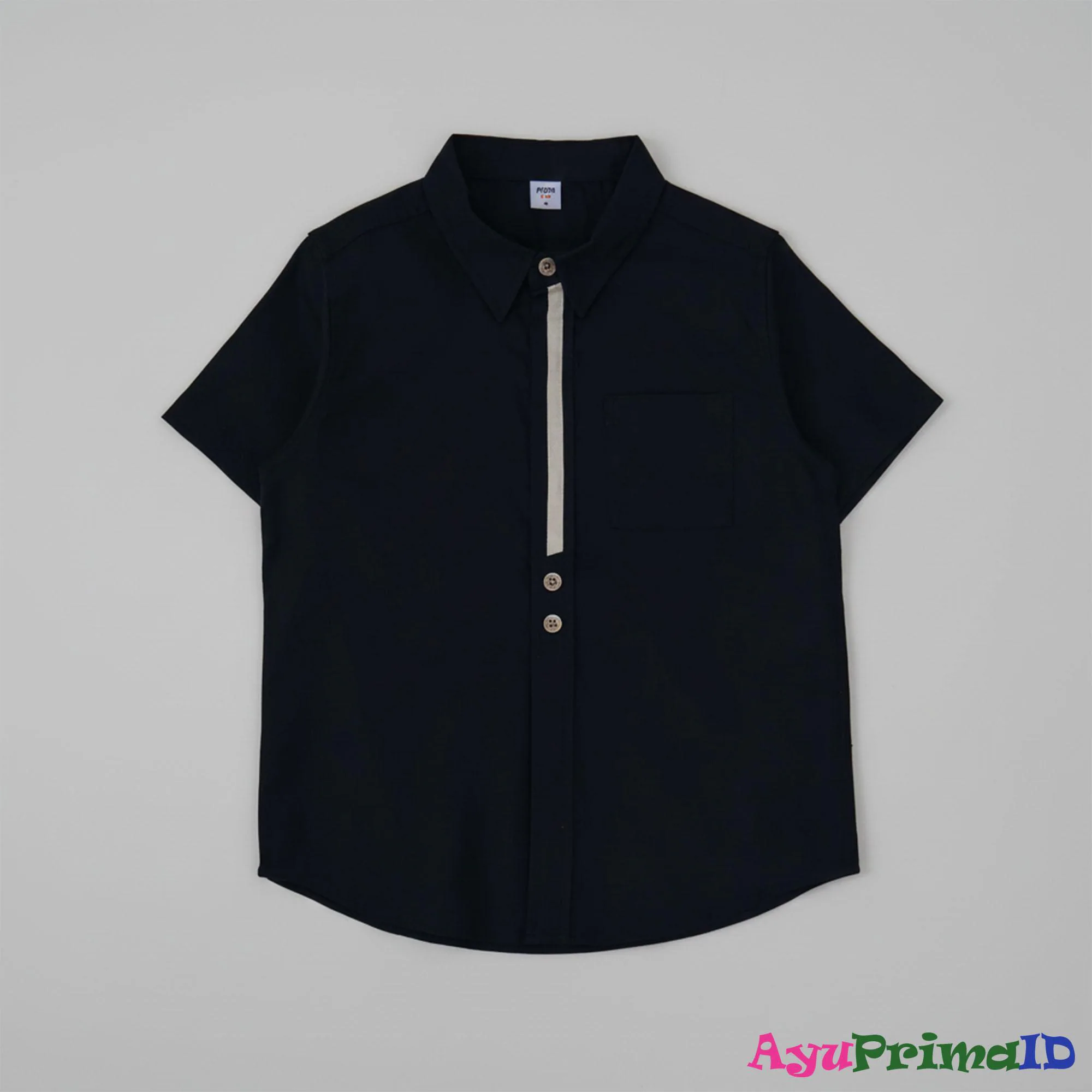 Boys Black Short Sleeve Button Down Shirt, Kids Classic Solid Formal Top, Toddler Shirt