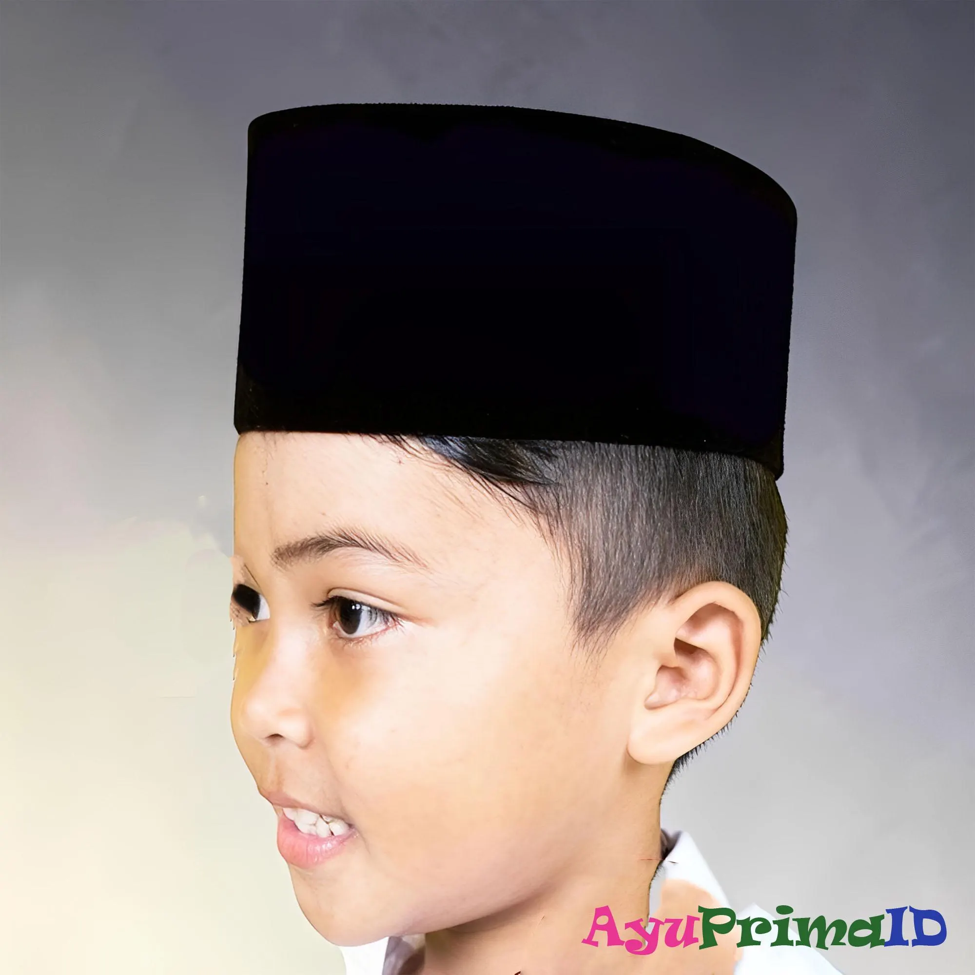 Original Black Songkok Premium Velvet Peci for Kids Casual Jeans Style Prayer Cap
