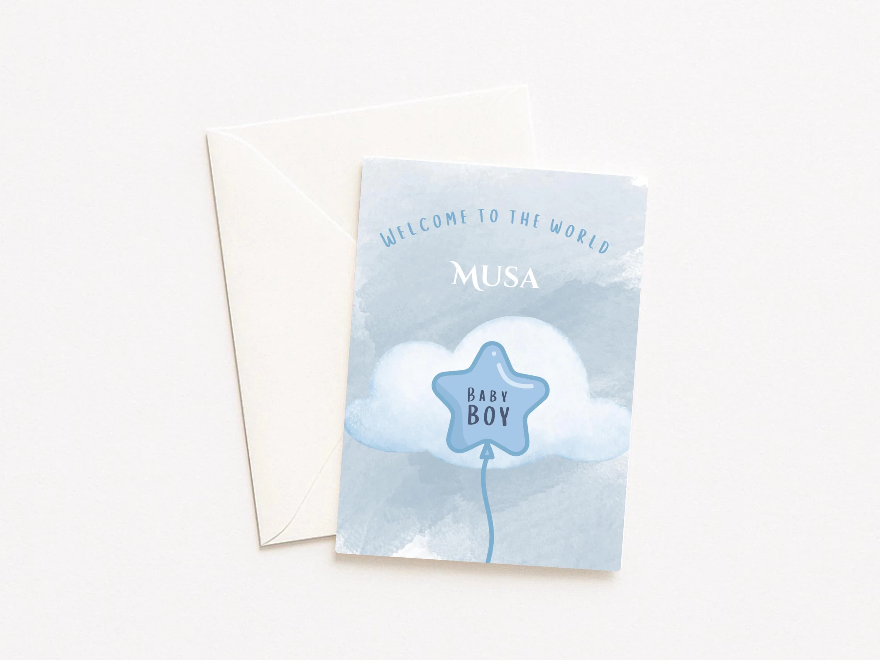 Baby Boy Card Islamic | Muslim New Baby | Personalised Name Keepsake - image 3