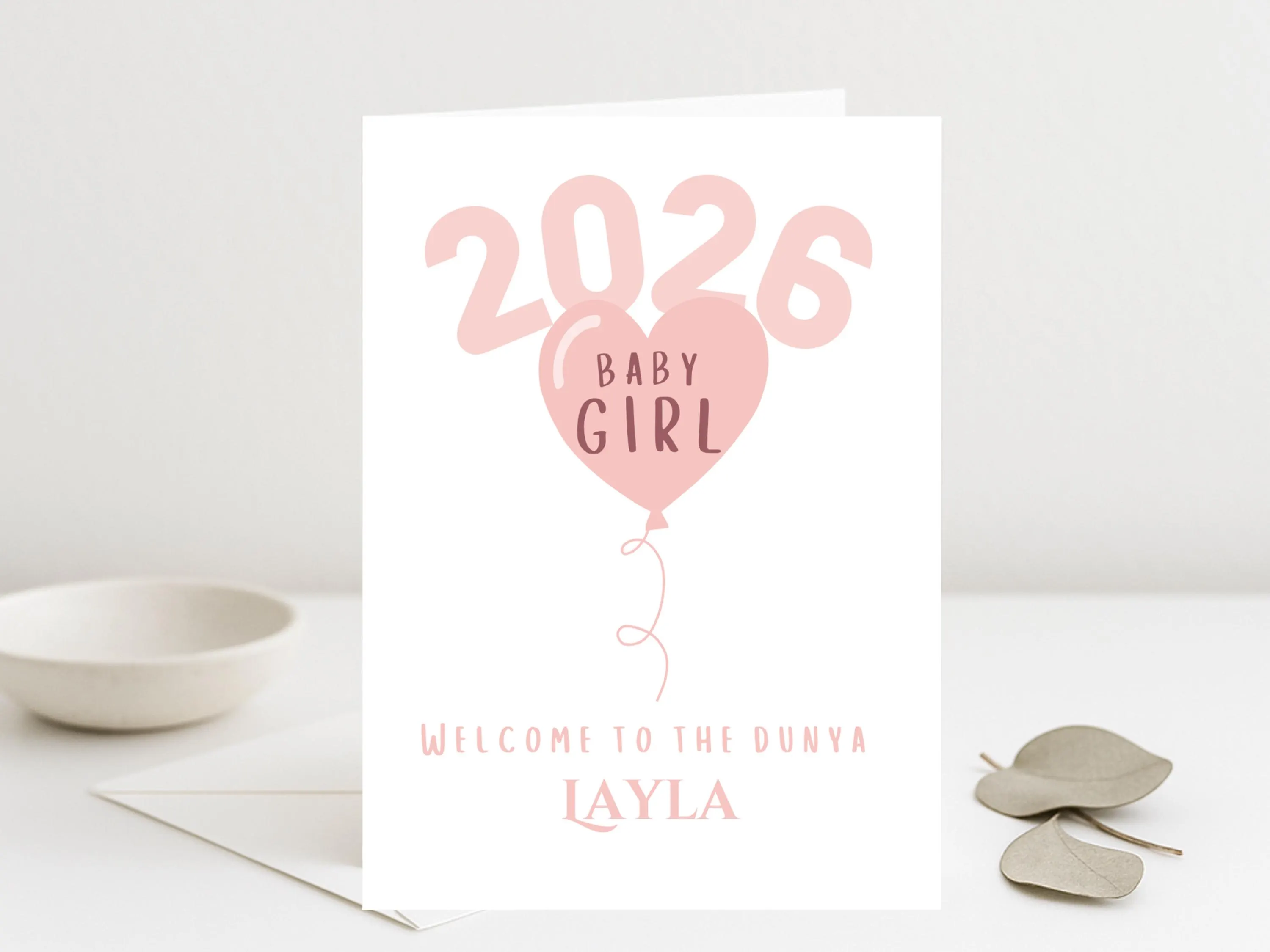 Baby Girl Card Islamic | Muslim New Baby | Personalised Name Keepsake - image 3