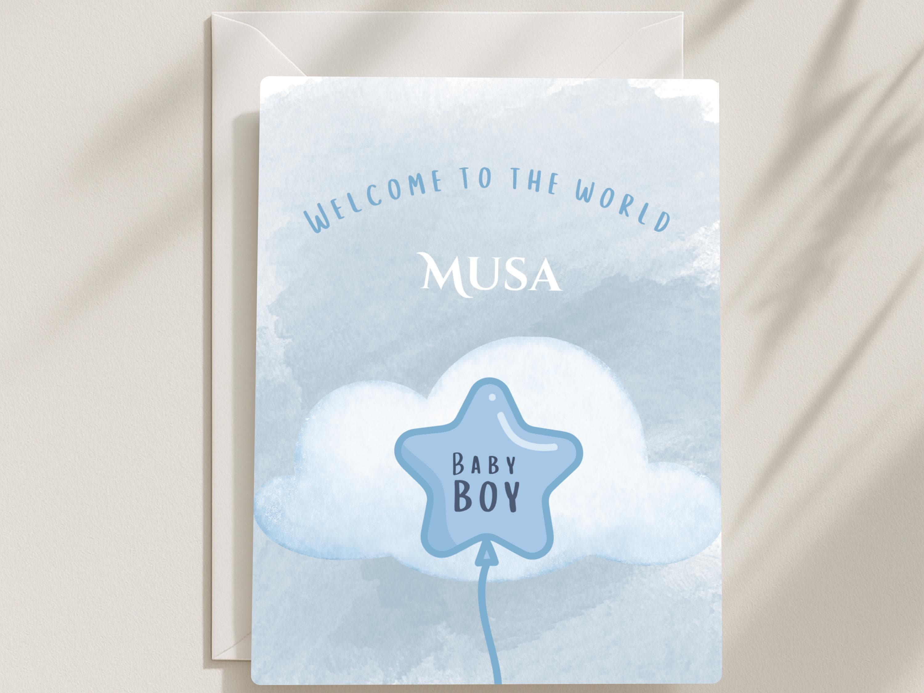 Baby Boy Card Islamic | Muslim New Baby | Personalised Name Keepsake - image 4