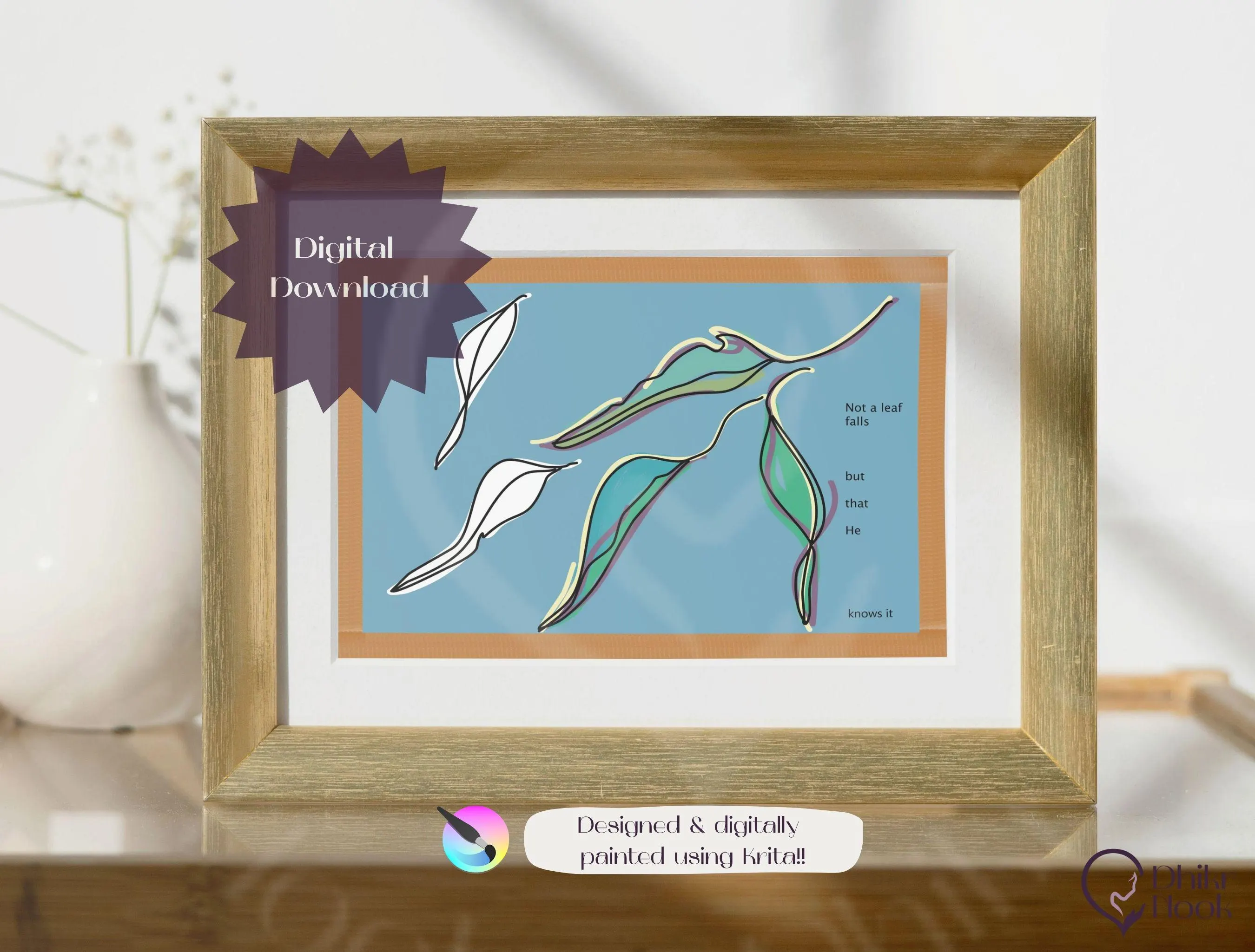 Quran Verse Gum Leaf Print: Modern Islamic Home Decor (Digital Download)