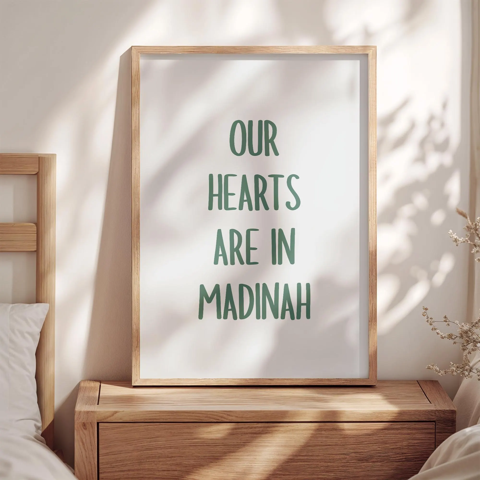 our hearts are in madinah wall art print, motivational quote, islamic home decor gift, islamic home ed, poster, muslim, digital download - image 3