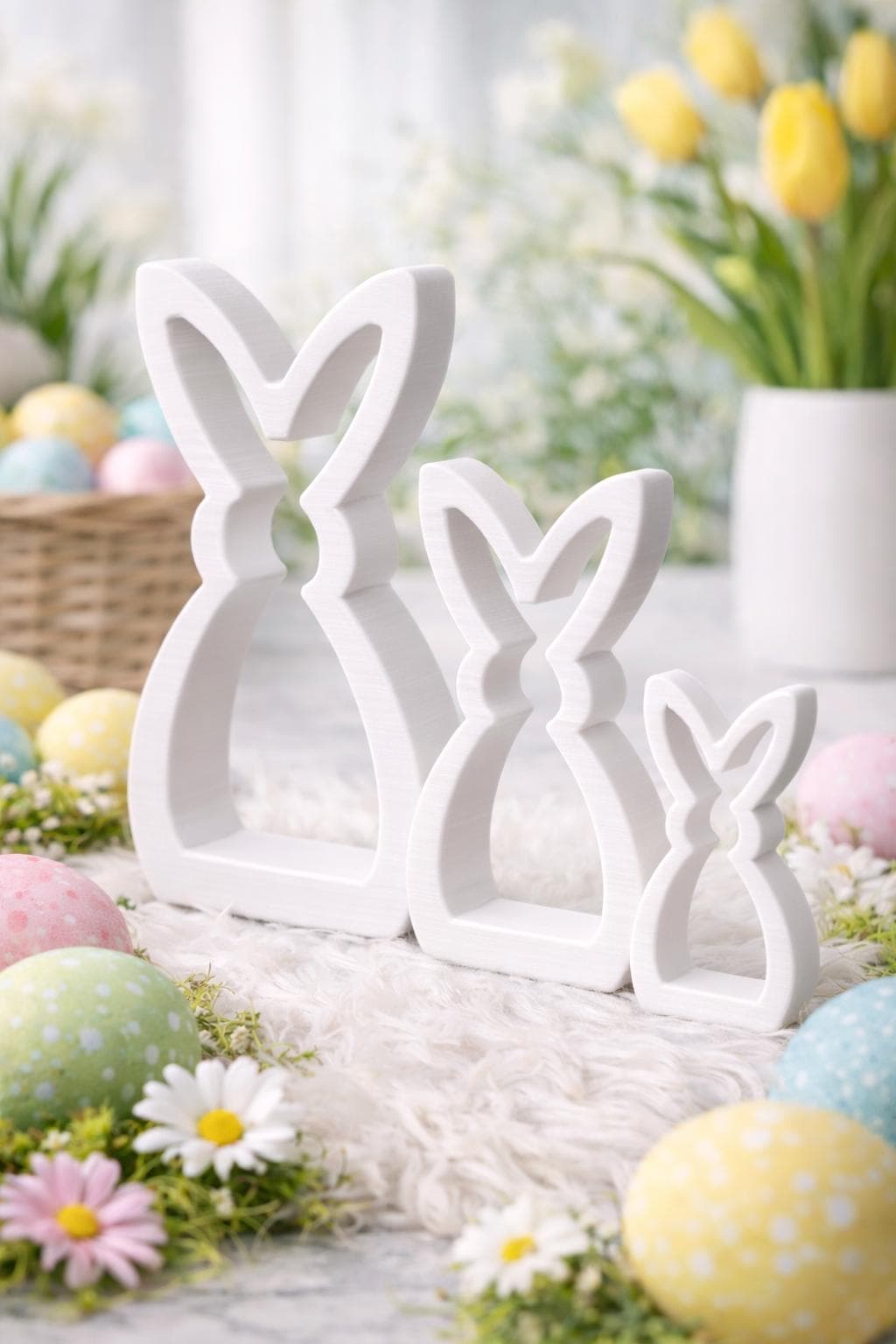 Easter Bunny Decor Set of 3, Modern Bunny Decoration, Minimalist Spring Decor, Easter Table Decor, Scandinavian Rabbit Decor, Easter Gift - image 3
