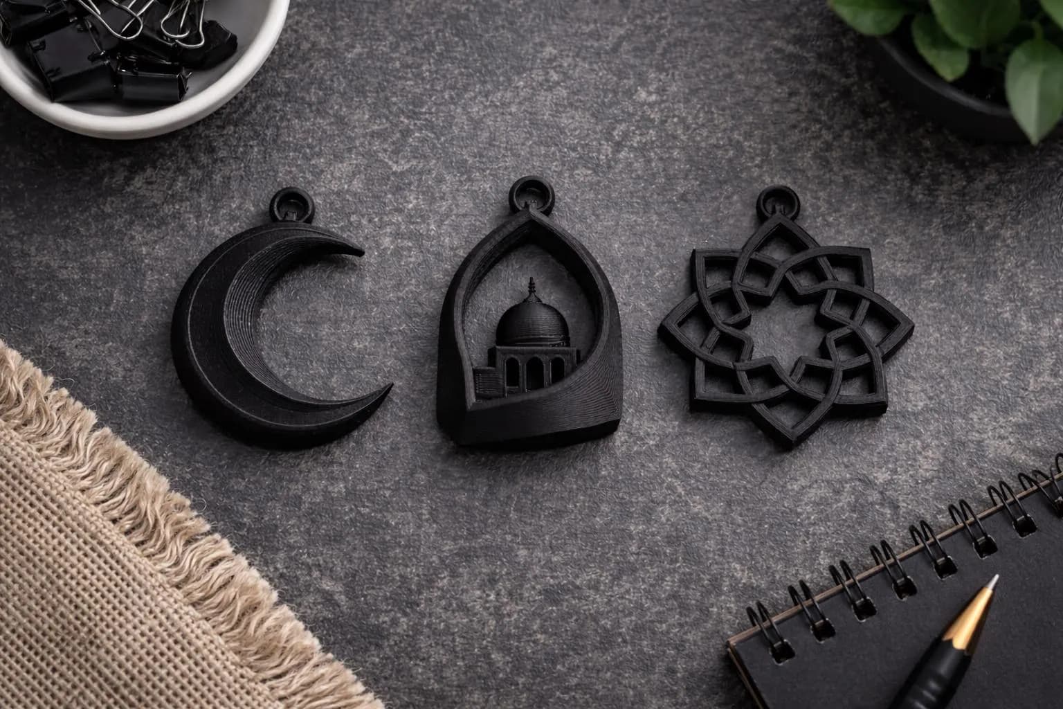 Islamic Keychain Set of 3 – Crescent Moon, Mosque Arch & Geometric Star Keychains – Ramadan Gift, Muslim Gift, Islamic Accessories - image 4