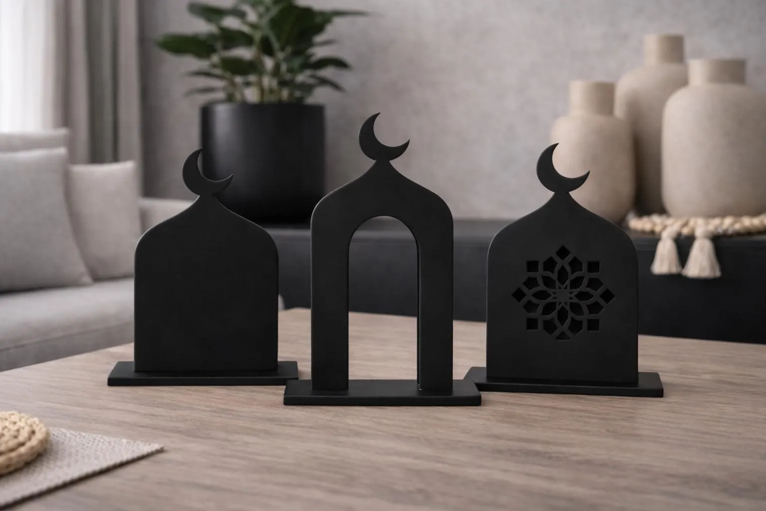 Elegant Islamic Decor Set, Crescent Moon Ornaments, Perfect Ramadan Eid Gift, Modern Home Styling - image 3