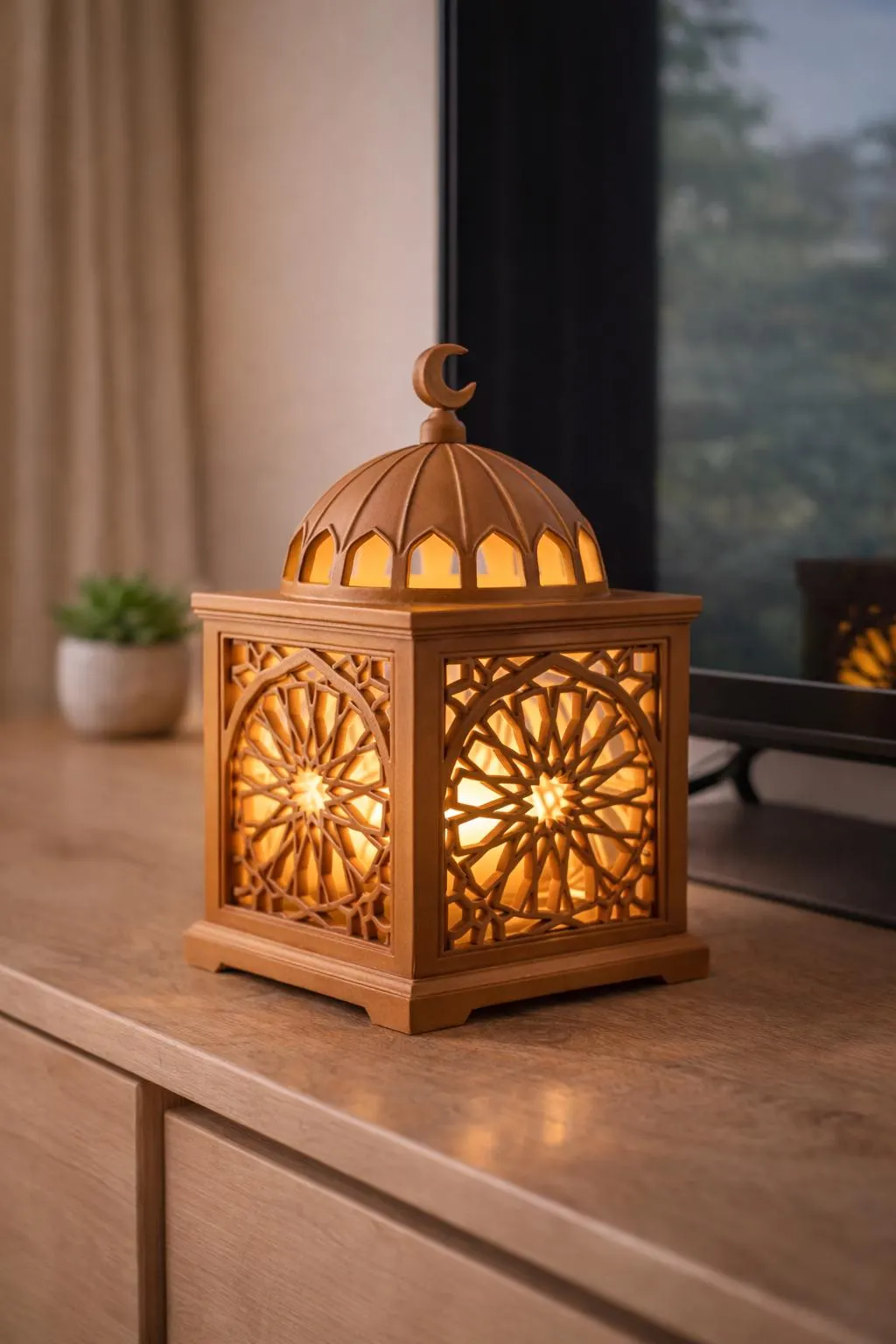 Islamic Geometric Lantern Lamp – LED Ambient Table Light, Ramadan & Eid Home Decor - image 4