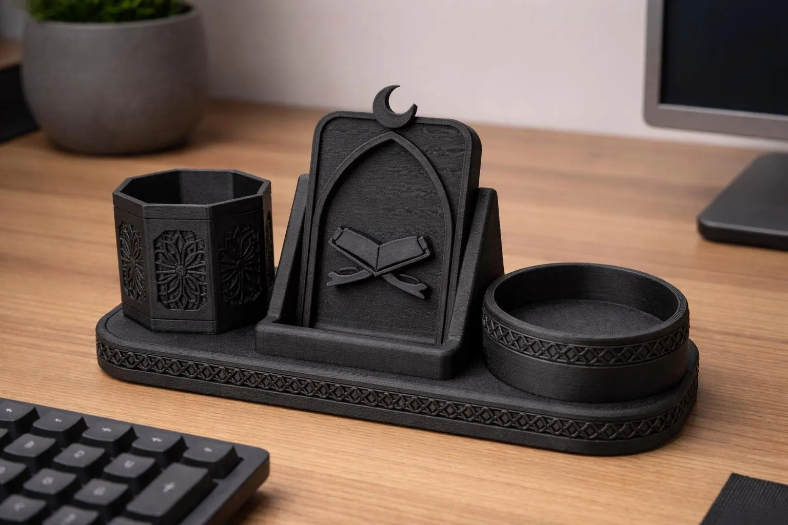 Islamic Desk Organizer, Muslim Office Desk Organizer, Quran Phone Stand, Eid Gift, Ramadan Decor, Islamic Office Decor, Business Card Holder - image 5