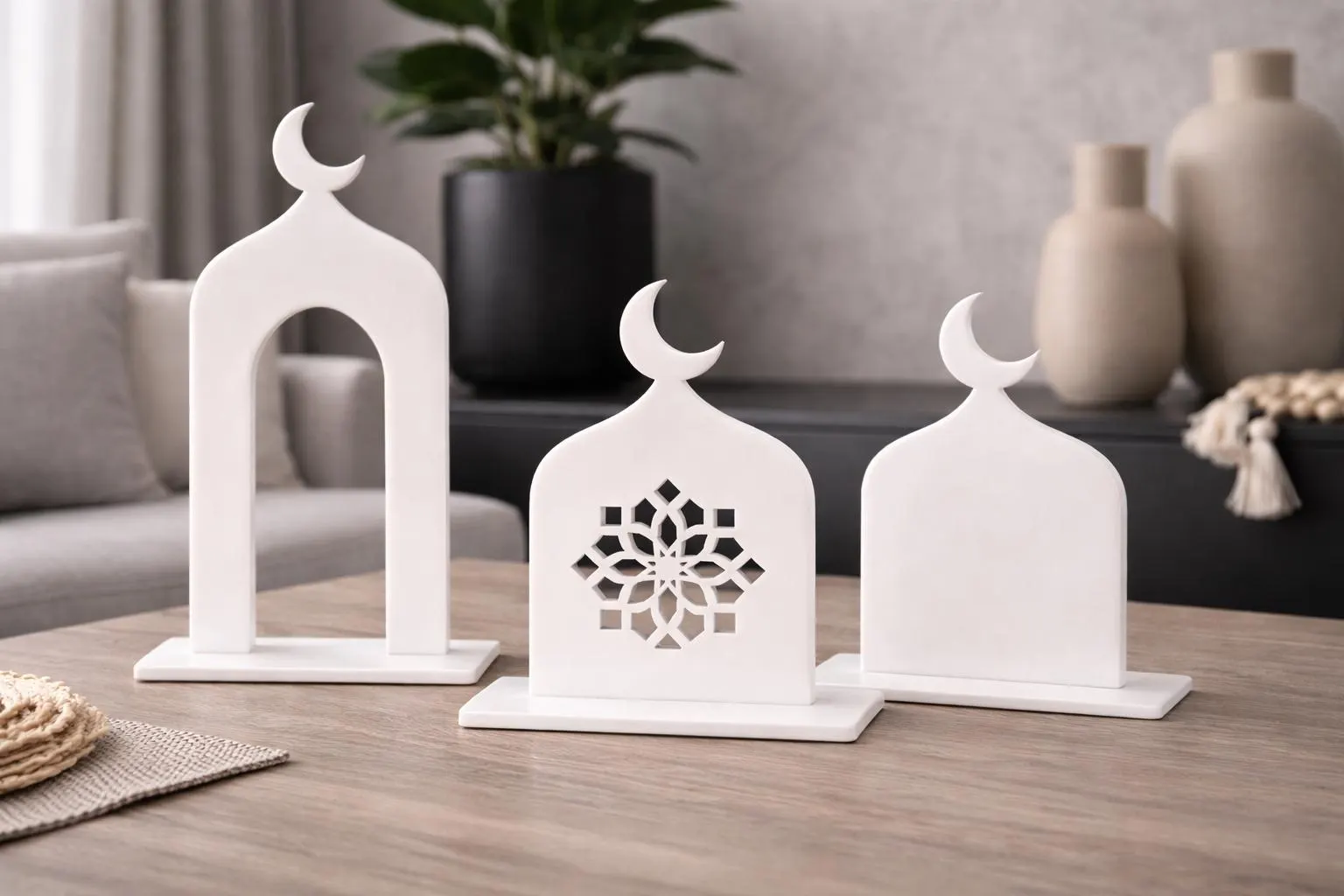 Elegant Islamic Decor Set, Crescent Moon Ornaments, Perfect Ramadan Eid Gift, Modern Home Styling - image 4