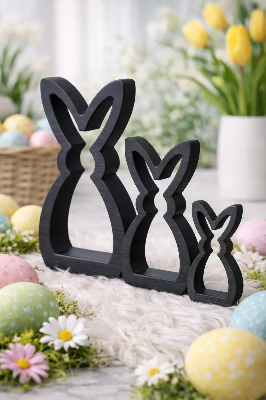 Easter Bunny Decor Set of 3, Modern Bunny Decoration, Minimalist Spring Decor, Easter Table Decor, Scandinavian Rabbit Decor, Easter Gift - image 4