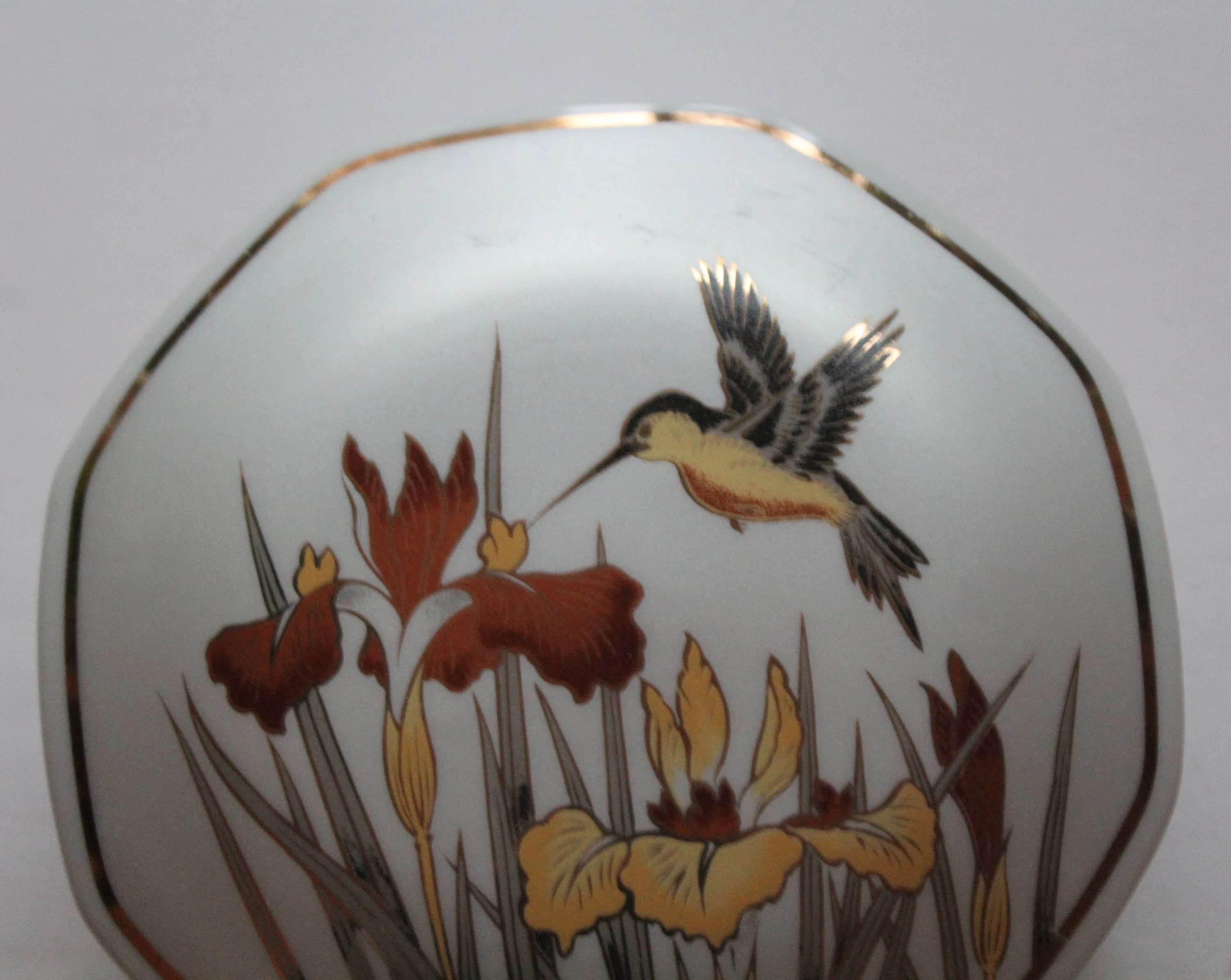 Vintage Fine Porcelain Art of Chokin - Ceramic Jewelry Trinket Box 1987 - image 5