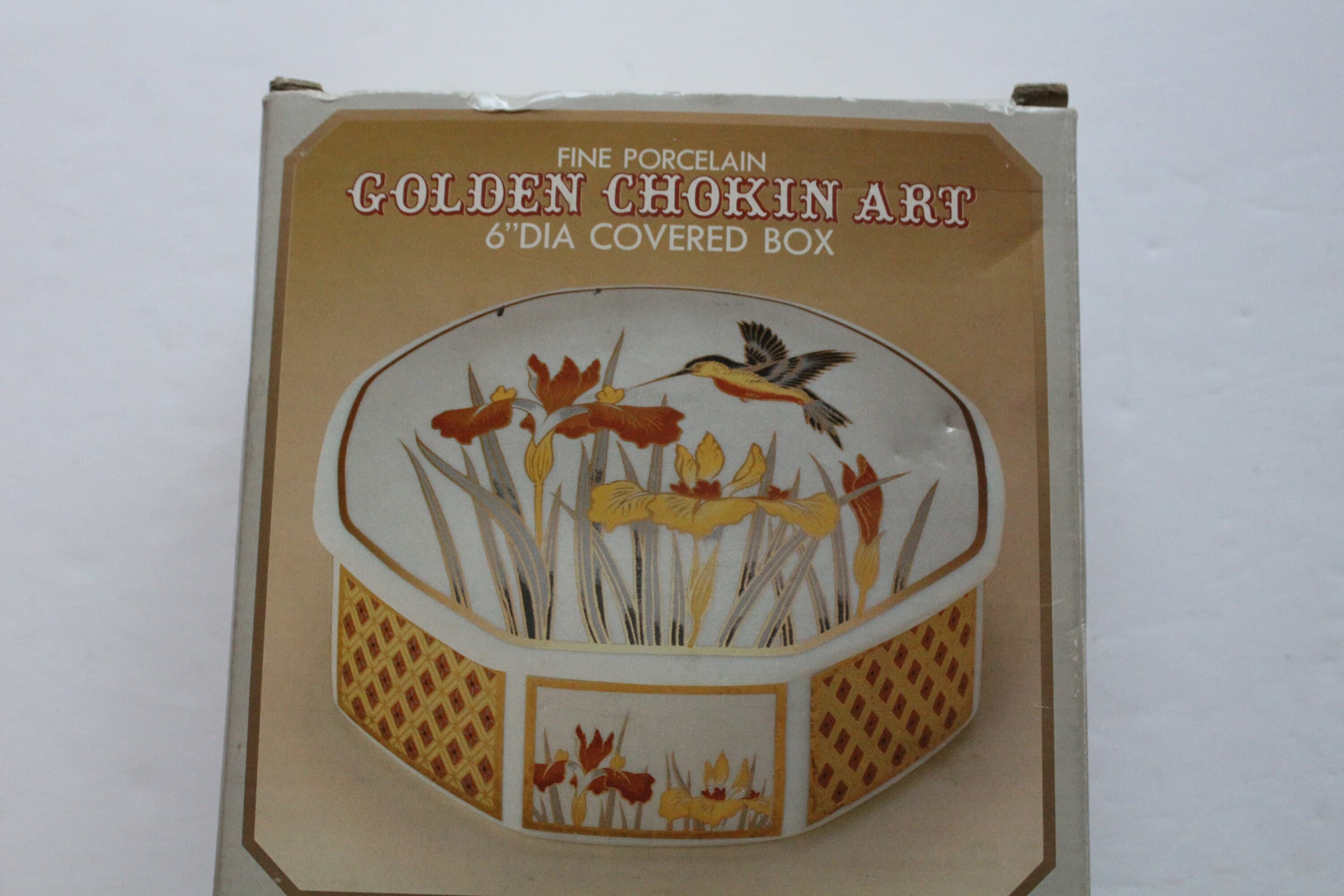 Vintage Fine Porcelain Art of Chokin - Ceramic Jewelry Trinket Box 1987 - image 3