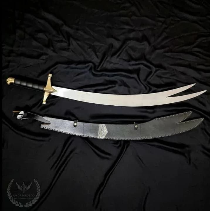 Handmade Zulfiqar Sword with Leather Sheath & Display Stand, Engraved Islamic Double Tip Sword, Islamic Gifts for Men, Home Decor - image 3
