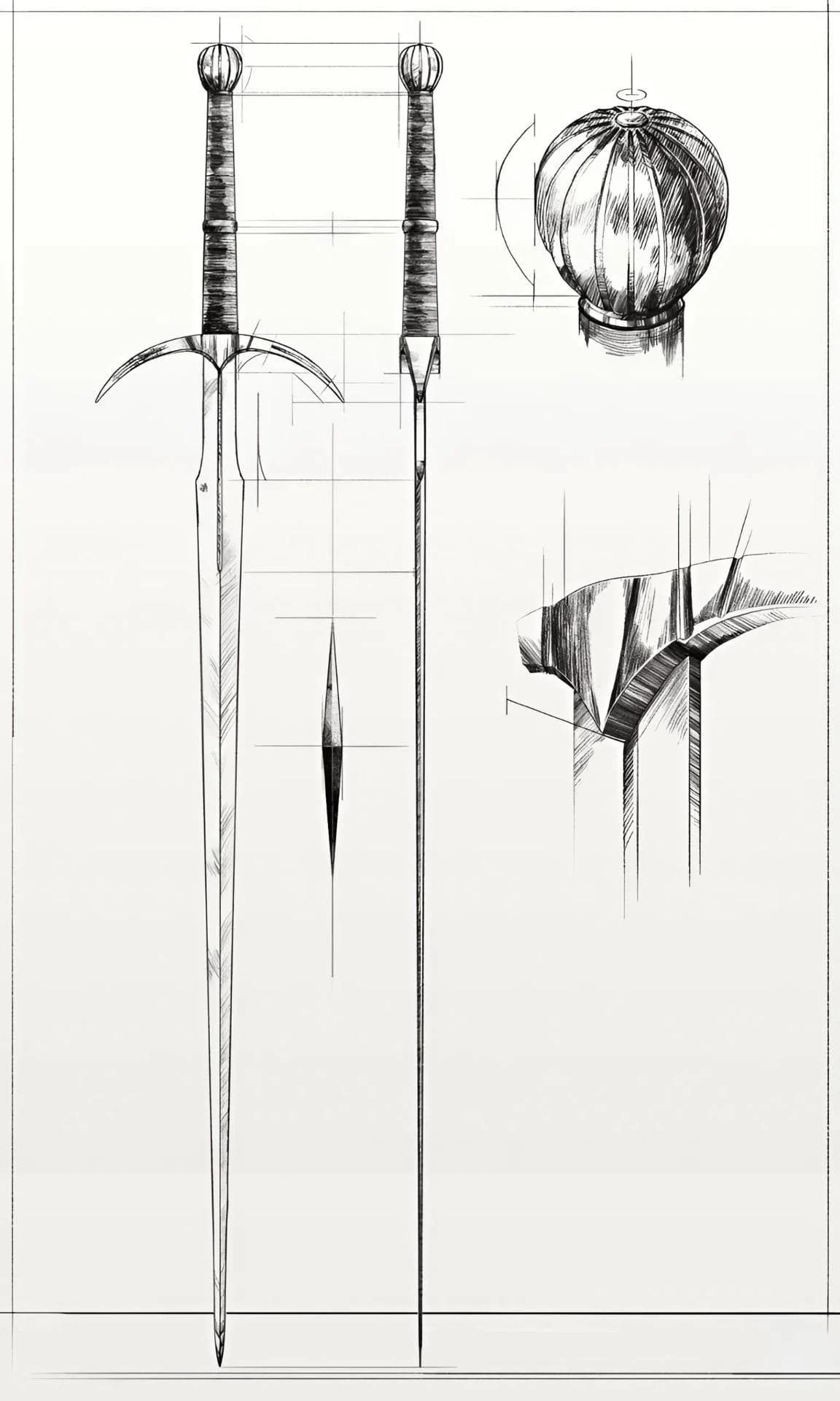 Medieval Two Handed Sword 40 Inch, Handmade Fantasy Decor, Crescent Guard Display Piece with Leather Scabbard, Wedding Groomsmen Gift