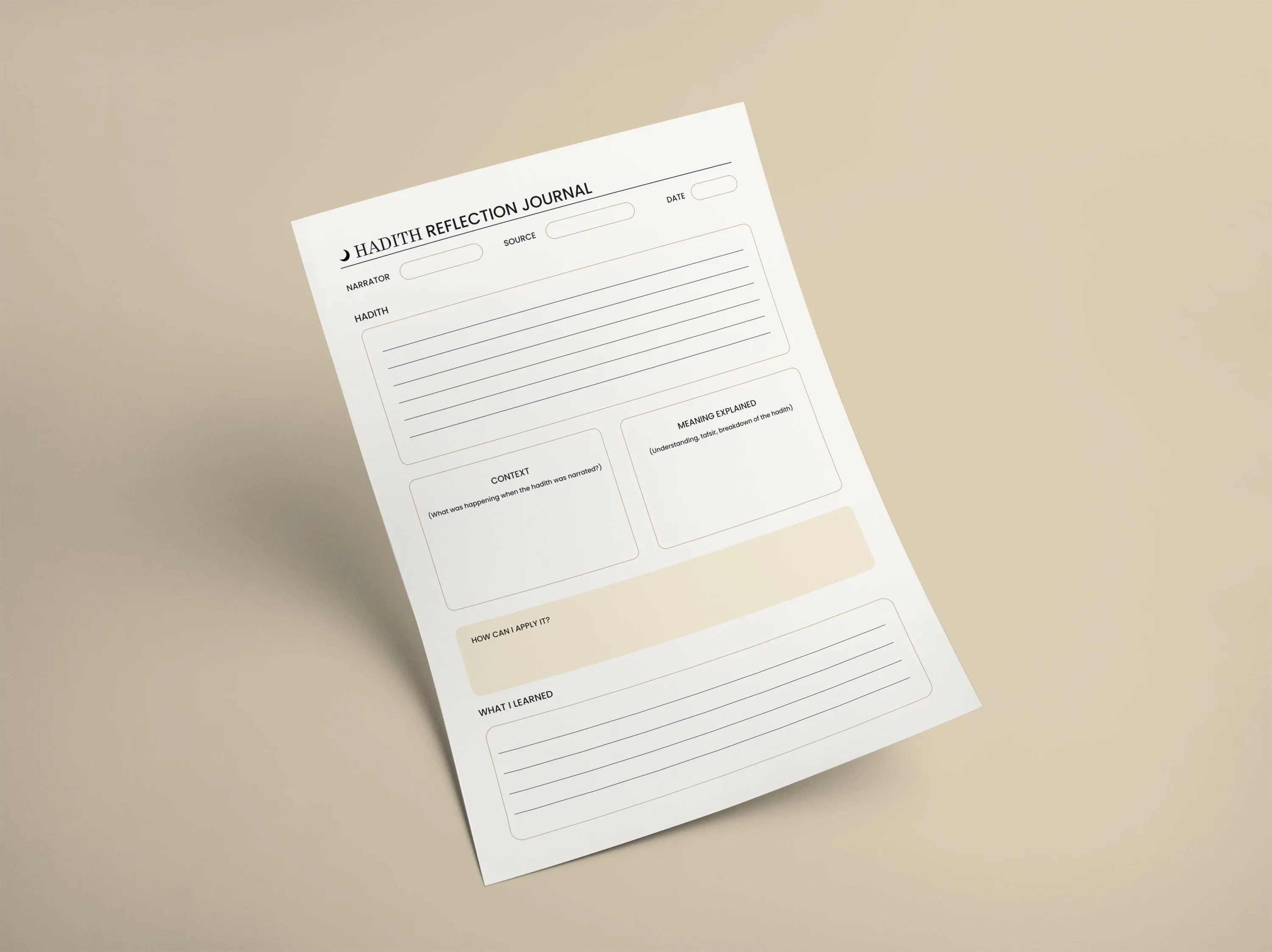 Hadith Reflection Journal: Muslim Planner, Sunnah Notes, Islamic Study Page (Digital Download) - image 5