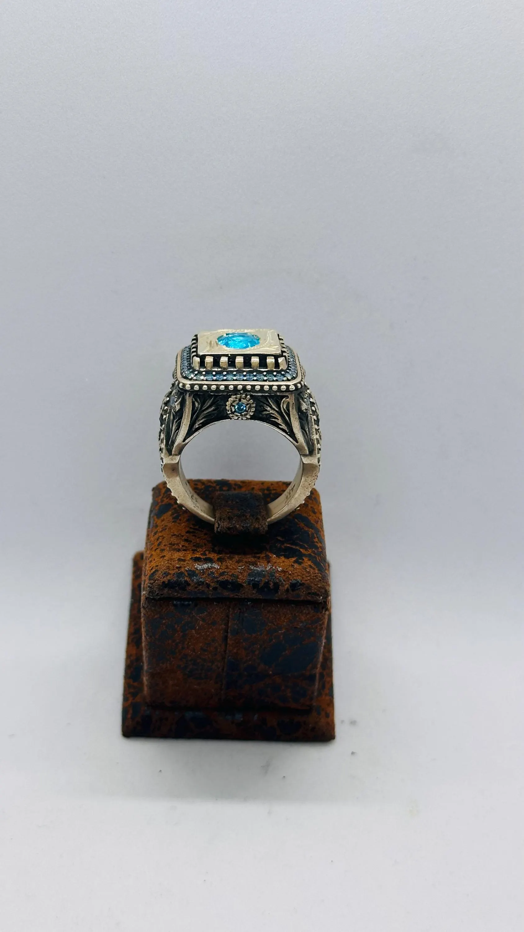 Father’s Day Gift Ring for Dad, Blue Stone Ottoman Silver Ring, Handmade Men’s Statement Ring, Vintage Turkish Jewelry, Gift for Him - image 5