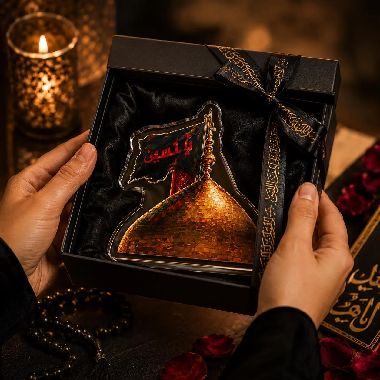 Ya Hussain Display, 5-Inch Acrylic Shrine Ornament with Golden Dome Detail - image 5