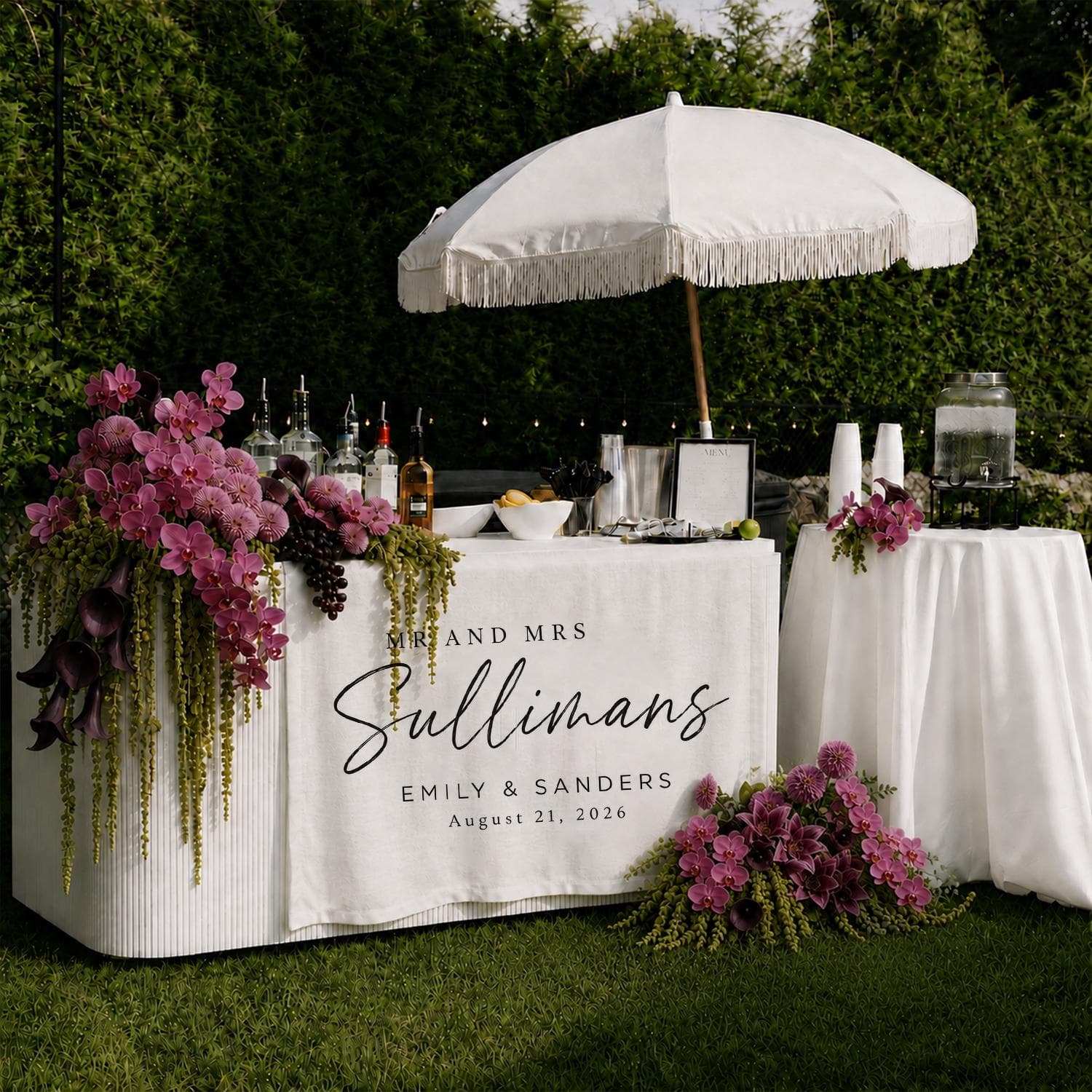 Personalized Wedding Table Runner, Custom Mr and Mrs Last Name Banner, Linen Reception Decor - image 5