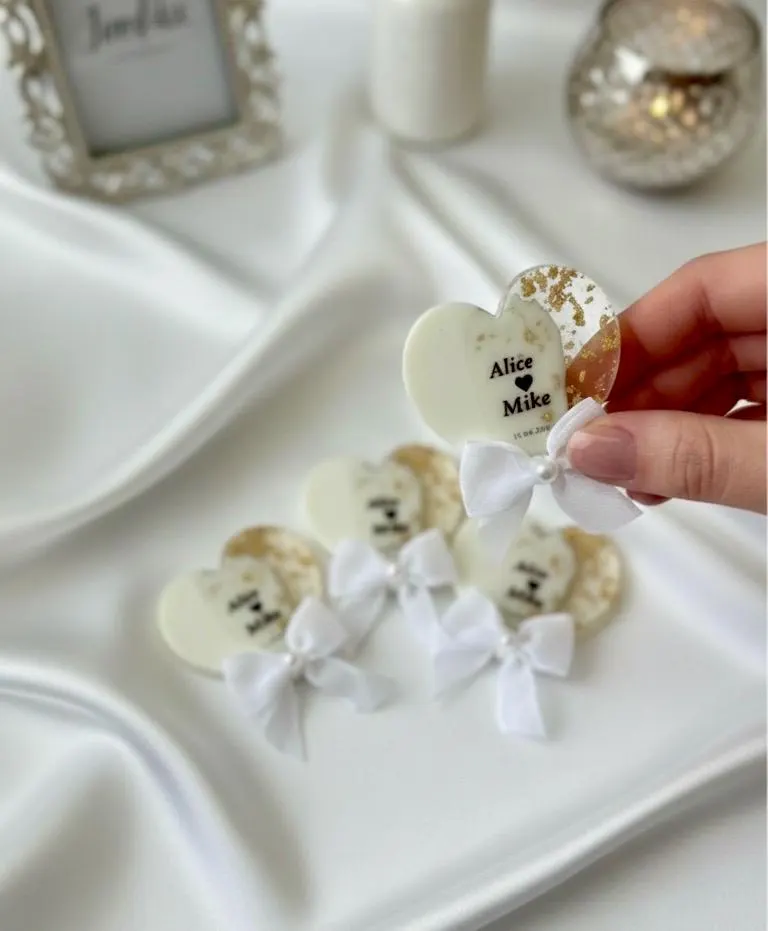 Personalized Heart Epoxy Magnet , Wedding Favors For Guest , Baptism ,Engagement Keepsake - image 5