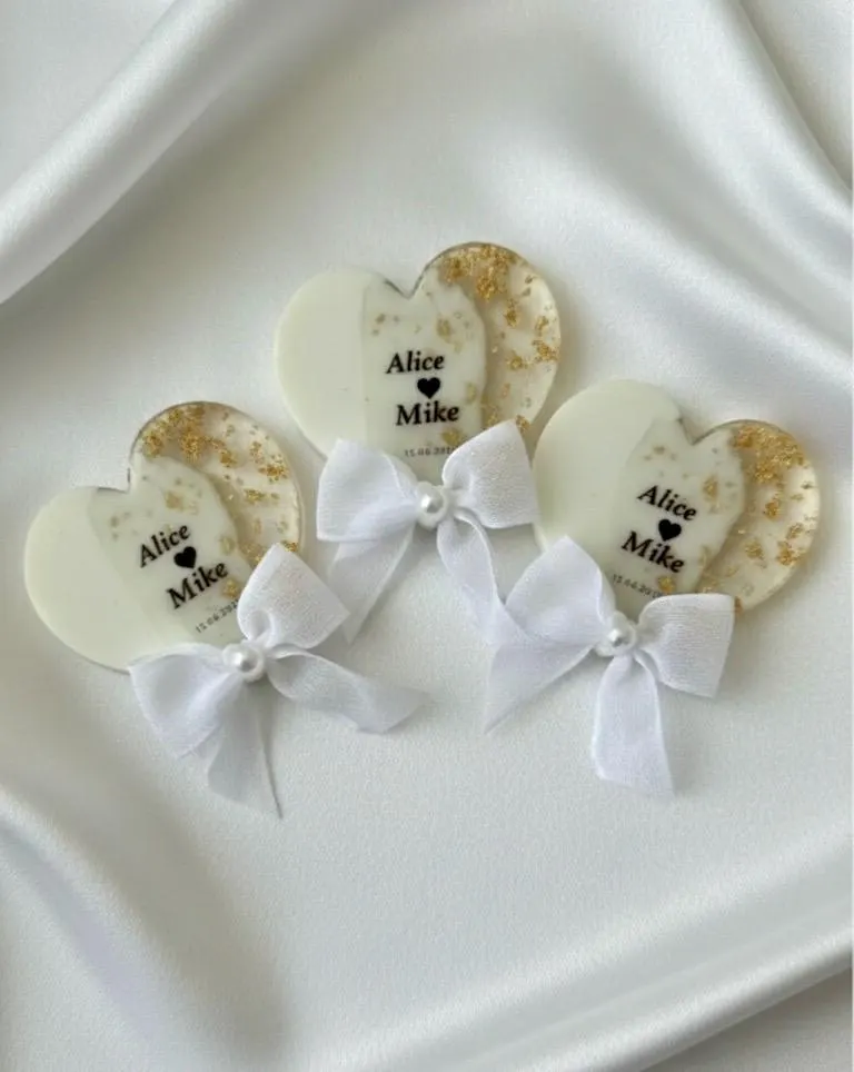 Personalized Heart Epoxy Magnet , Wedding Favors For Guest , Baptism ,Engagement Keepsake - image 4