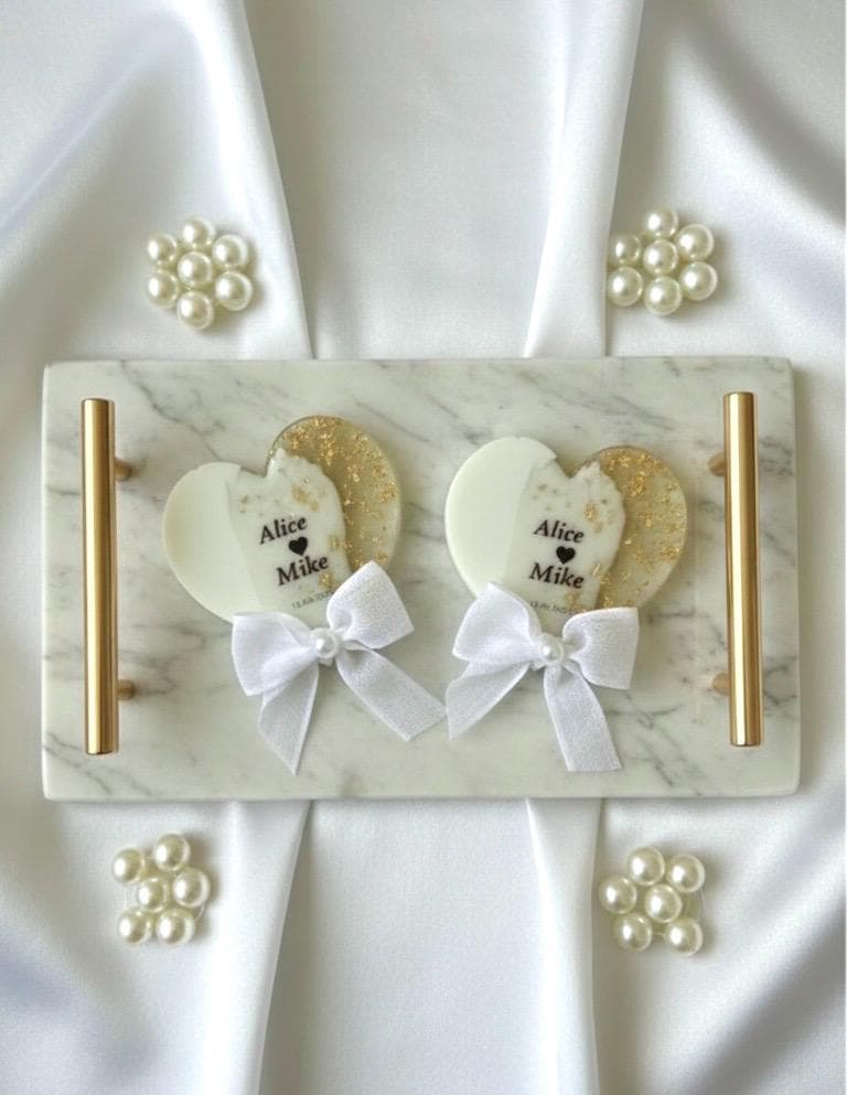 Personalized Heart Epoxy Magnet , Wedding Favors For Guest , Baptism ,Engagement Keepsake - image 3