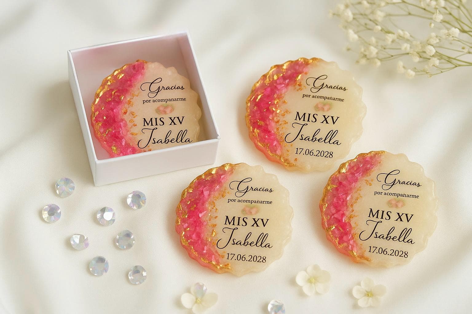 Personalized Quinceañera Magnet Favor | Pink Bow, Elegant Keepsake - image 5