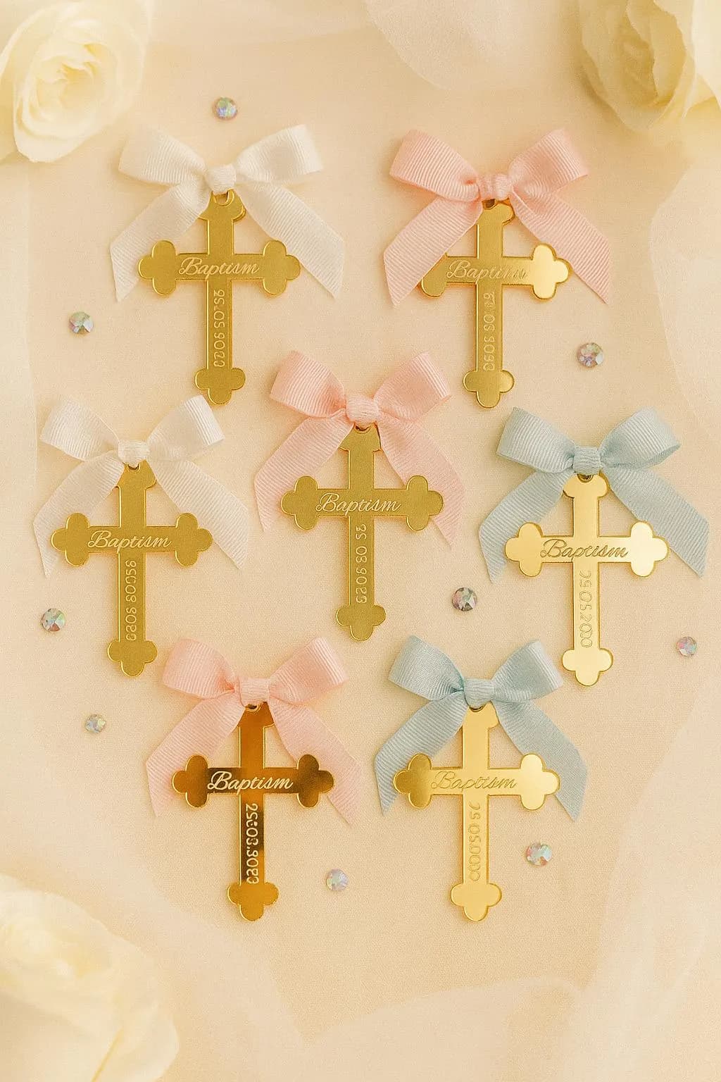Personalized Gold Acrylic Favor Tag | Custom Baptism Cross Gift - image 5
