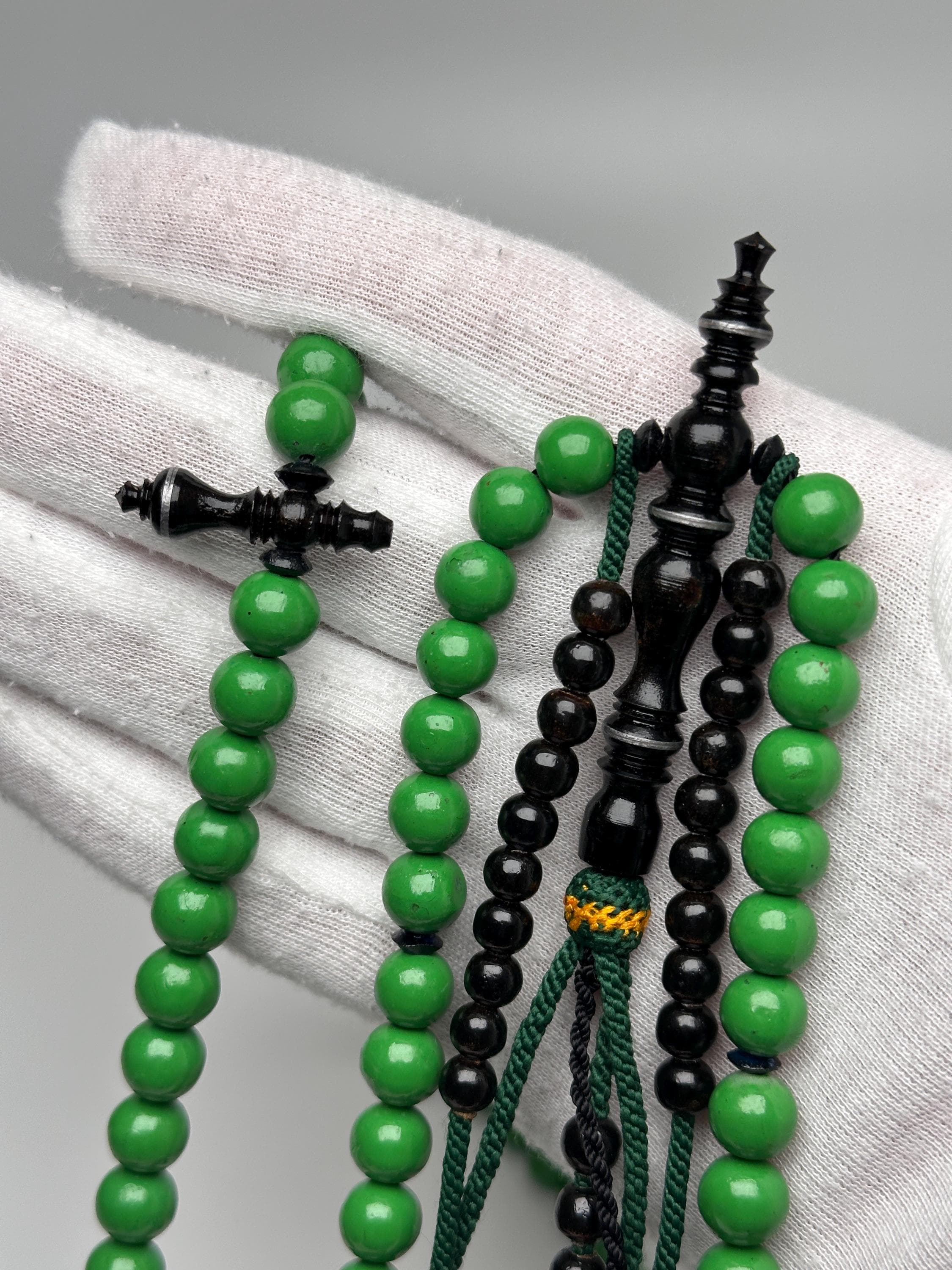 Tasbih Tijani en Yusr / Marjane - Marjane vert et Yusr noir | Kourouss Artisanal