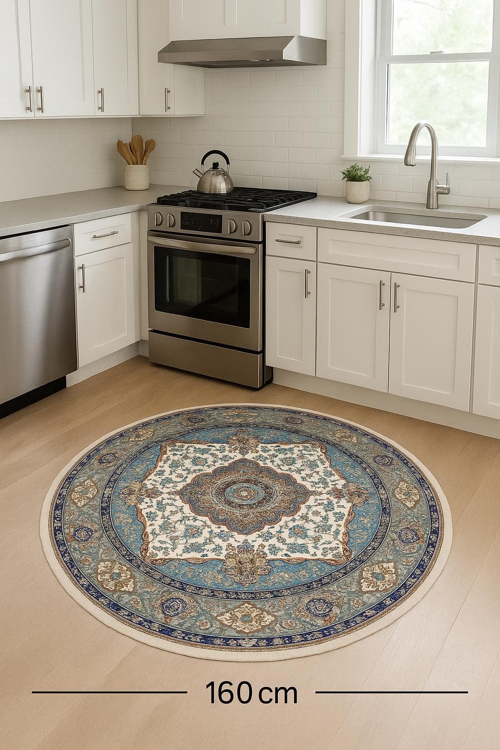 Bohemian Round Bamboo Rug – Soft Handwoven Oriental Carpet, Turkish Boho Decor, Eco-Friendly - image 3
