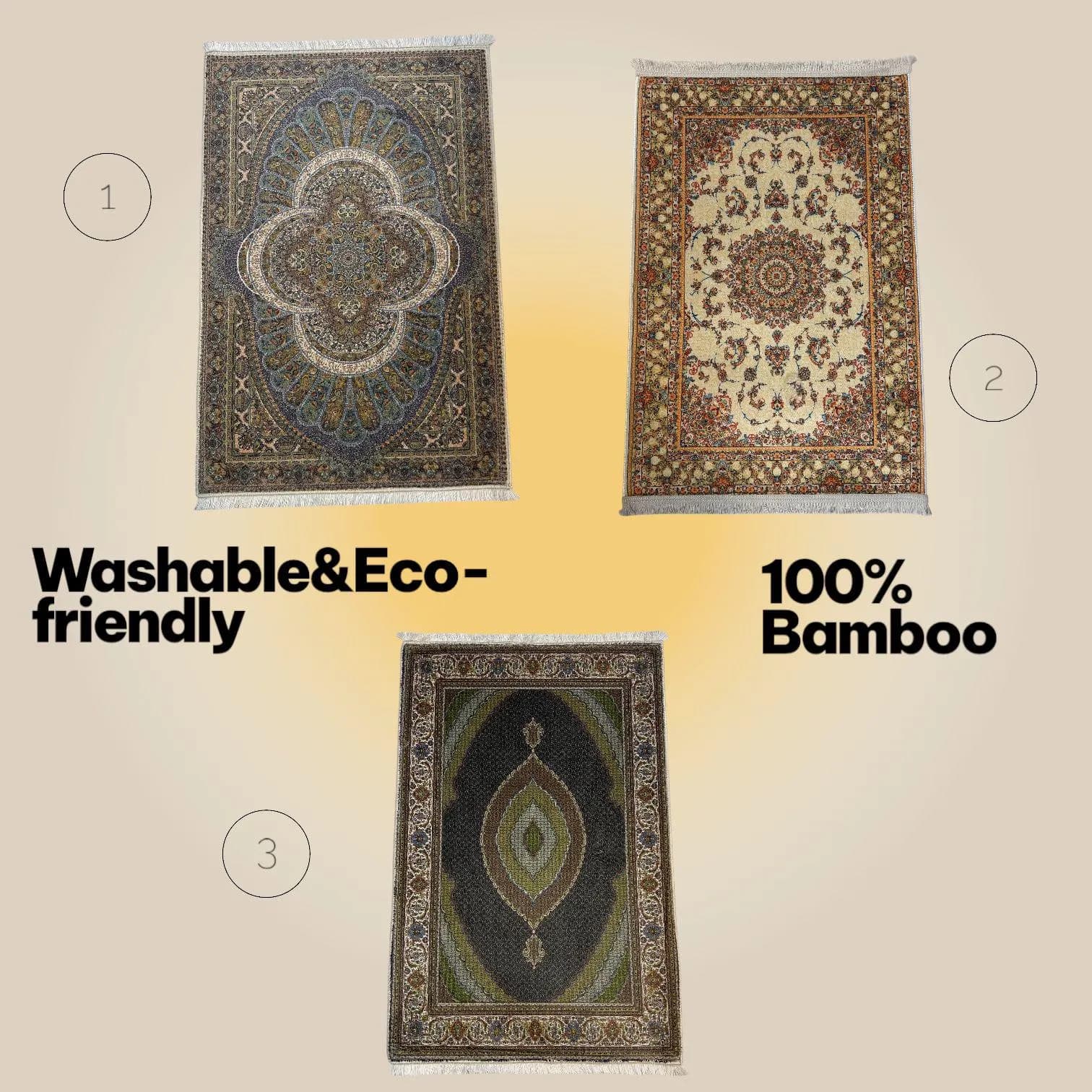 Vintage Medallion Bamboo Rug – Washable Accent Rug, 24x35 Inches - image 4