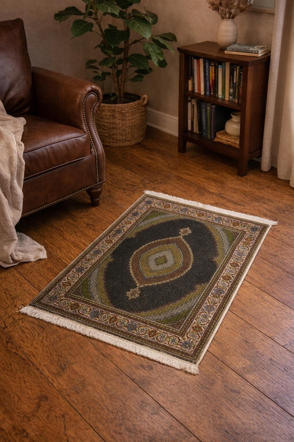Vintage Medallion Bamboo Rug – Washable Accent Rug, 24x35 Inches - image 5