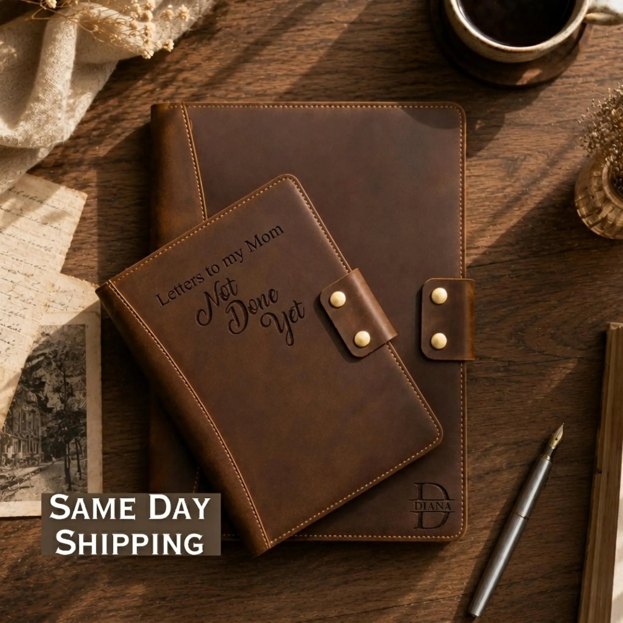 Letters to my Mom Leather Journal, Personalized Grief Diary, Custom Memory Notebook, Notebook Memorial Keepsake, Grief Diary Journal