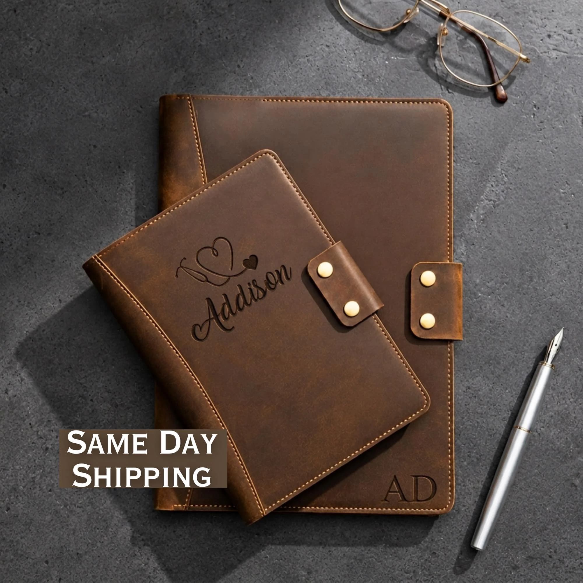 Personalized Leather Journal Nurse Practitioner Gift Nursing Student Graduation Gift Medical School Portfolio Gift Medical Assistant Ledger