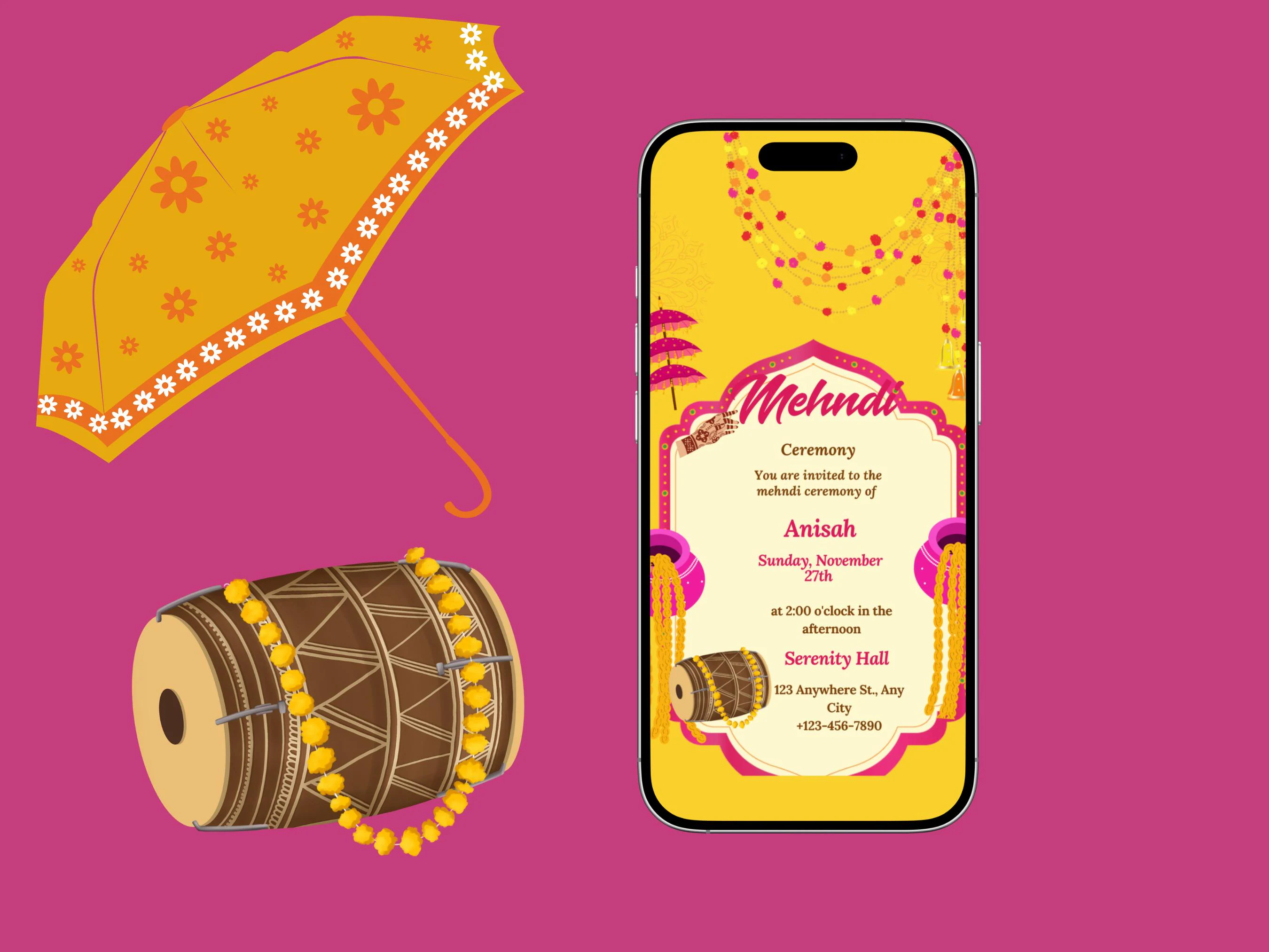 Digital Mehndi Invitation | Editable Mehndi Invite | Floral Mehndi Nikkah / Wedding Invite | Instant Download - image 4