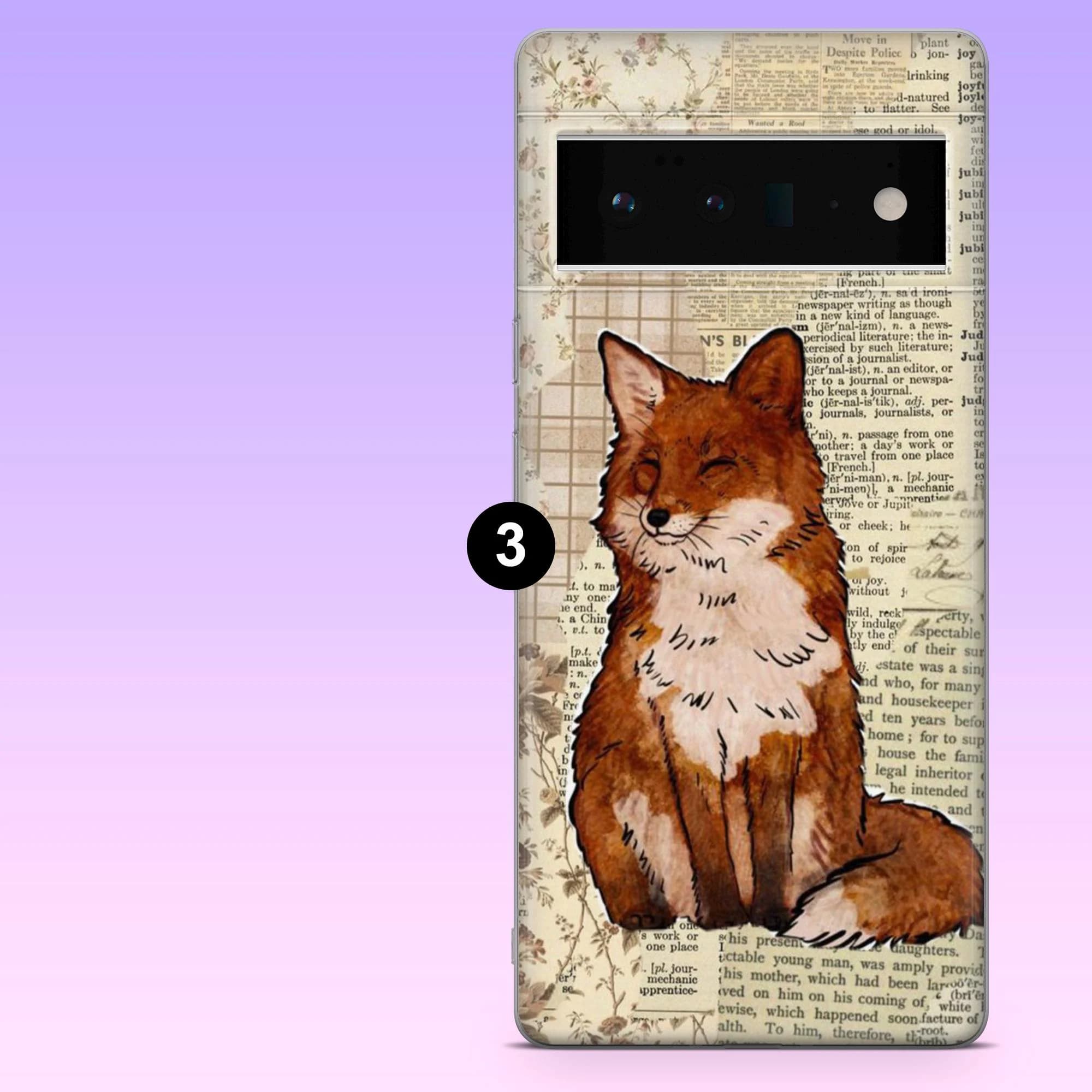 Fox Phone Case Vintage Collage Cottagecore Cover for Google Pixel 10, 10Pro, 9, 9Pro, 8A, 8, 7A, Samsung S25, S24Fe, S23, A16, iPhone 16, 15 - image 5