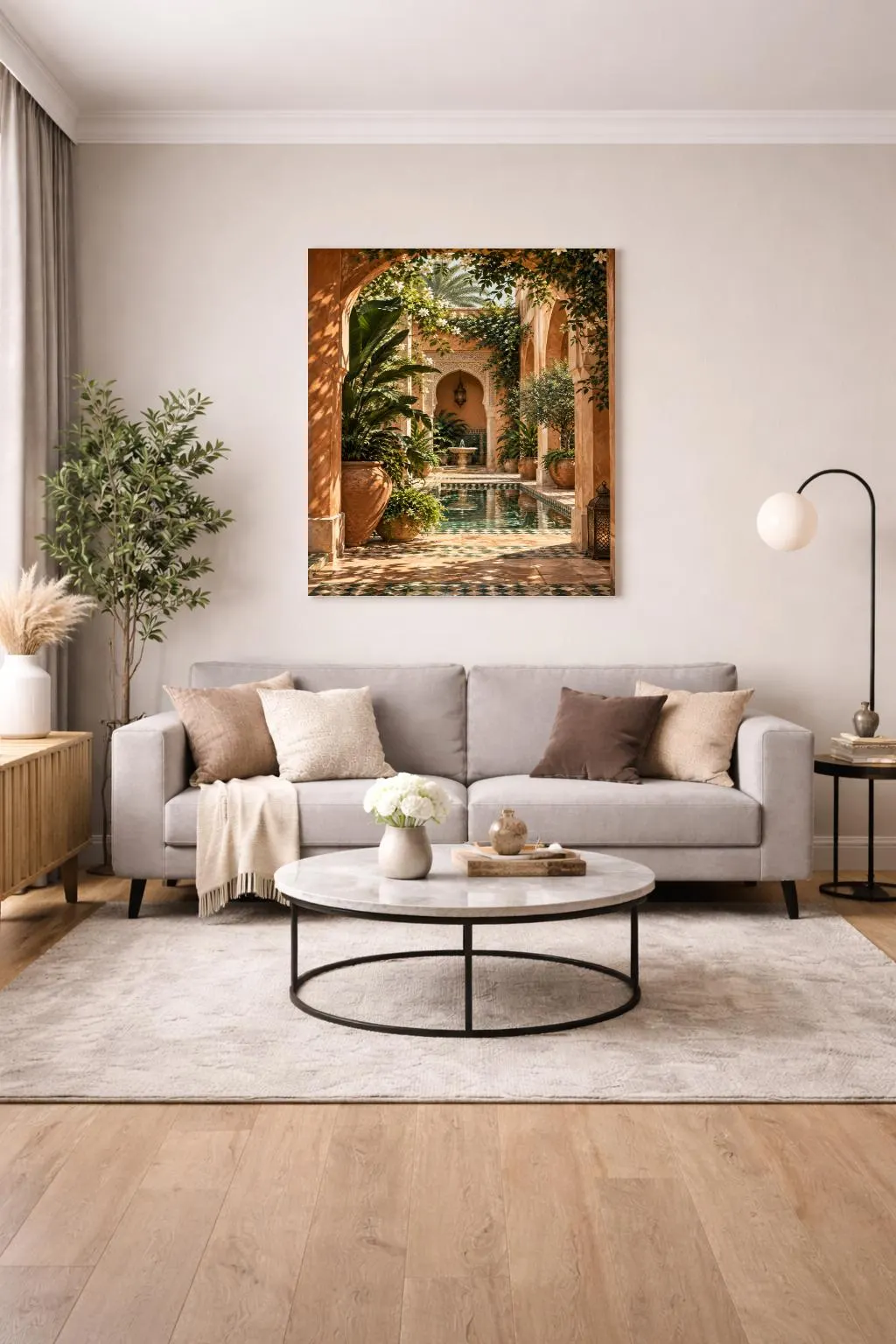 Moroccan Courtyard Oversized Wall Art, Riad Garden Framed Canvas Print - image 5