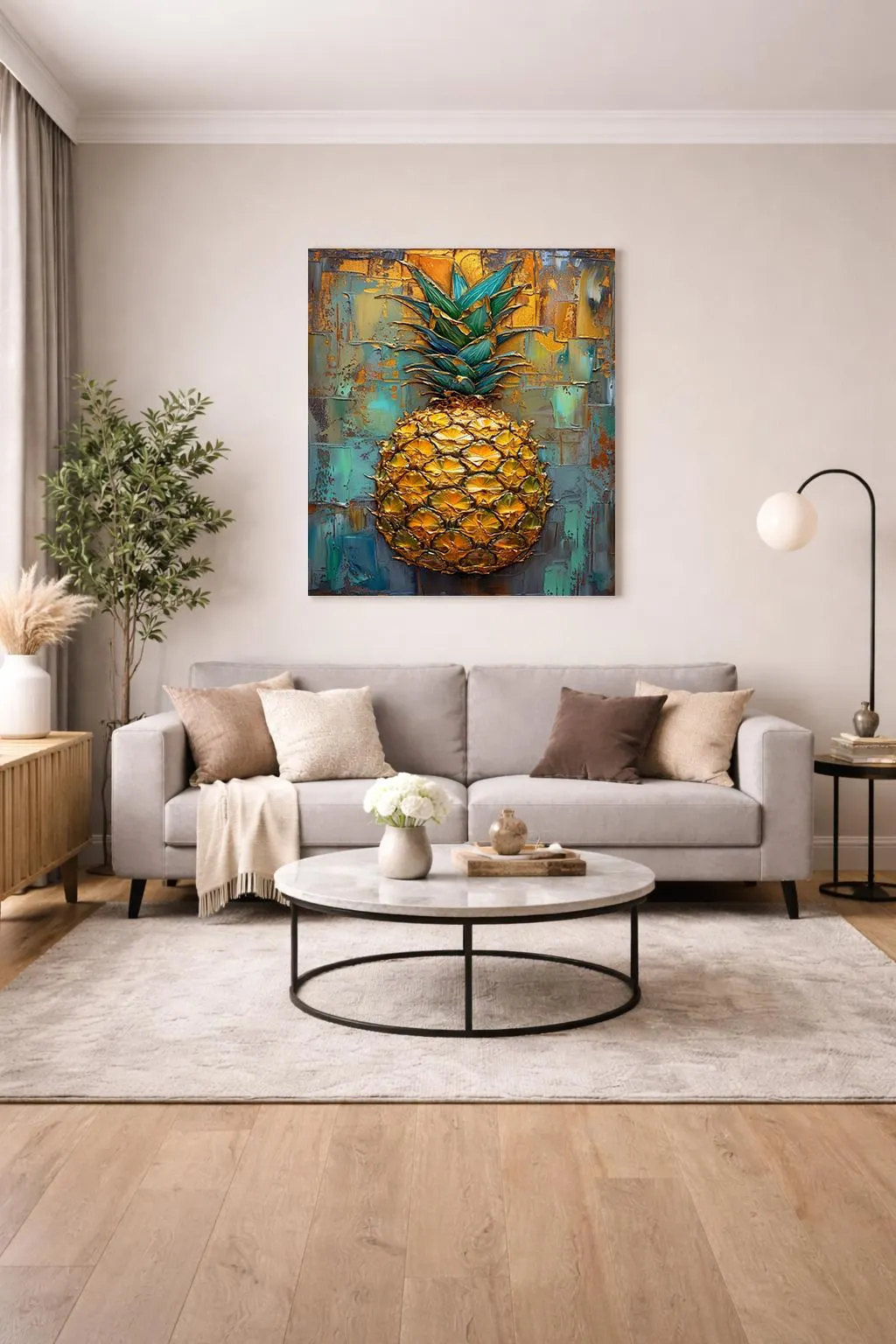 modern gold fruit wall art, luxury tropical home decor