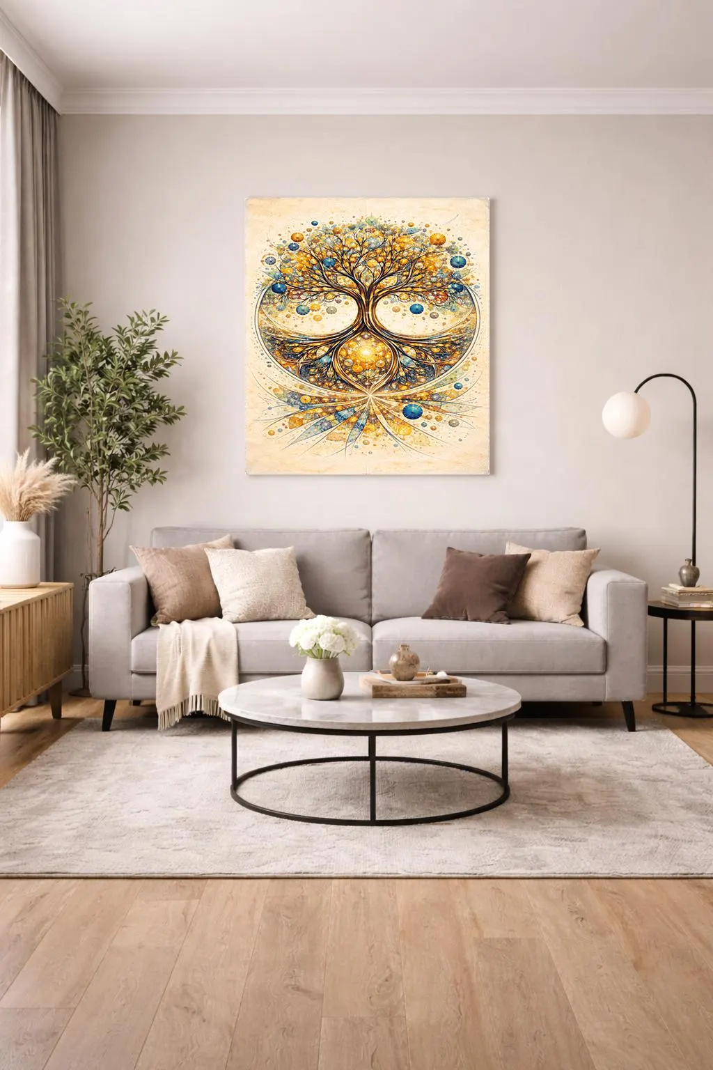 Tree of Life Framed Canvas Wall Art, Geometric Spiritual Extra Large Home Decor - image 5