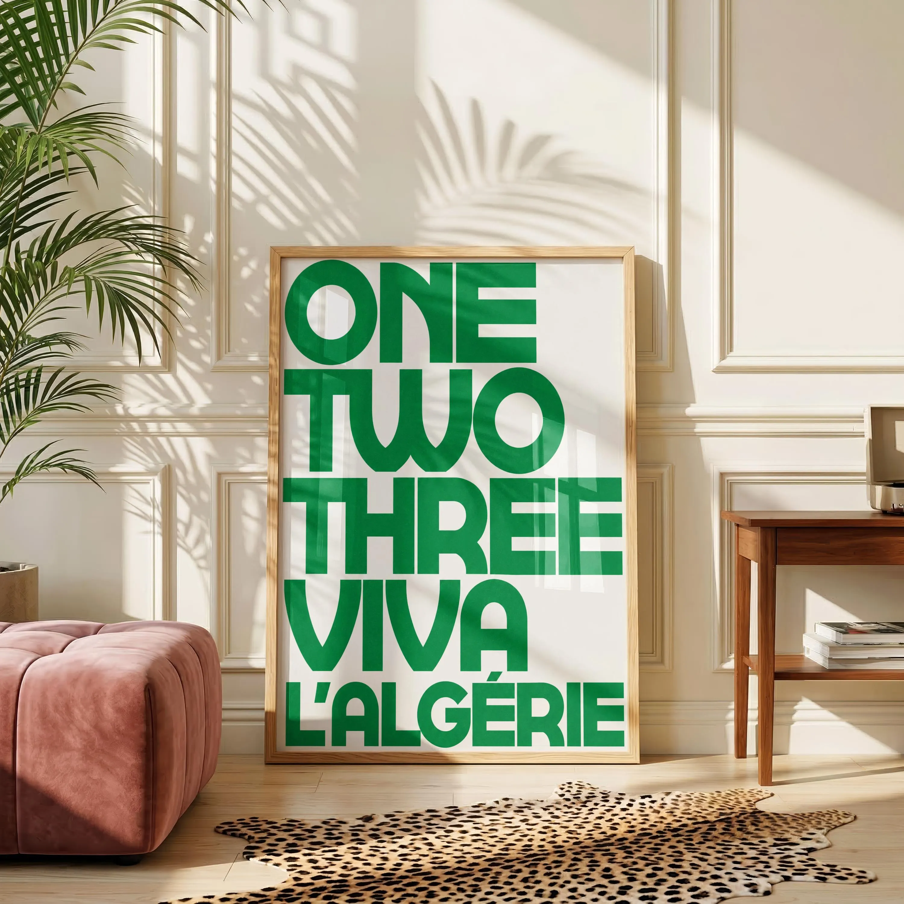 One Two Three Viva L’Algérie Poster | Algerian Pride Wall Art | Algeria Football Decor | Modern Retro Poster | Maghrebi Art Print | DZ Power - image 4