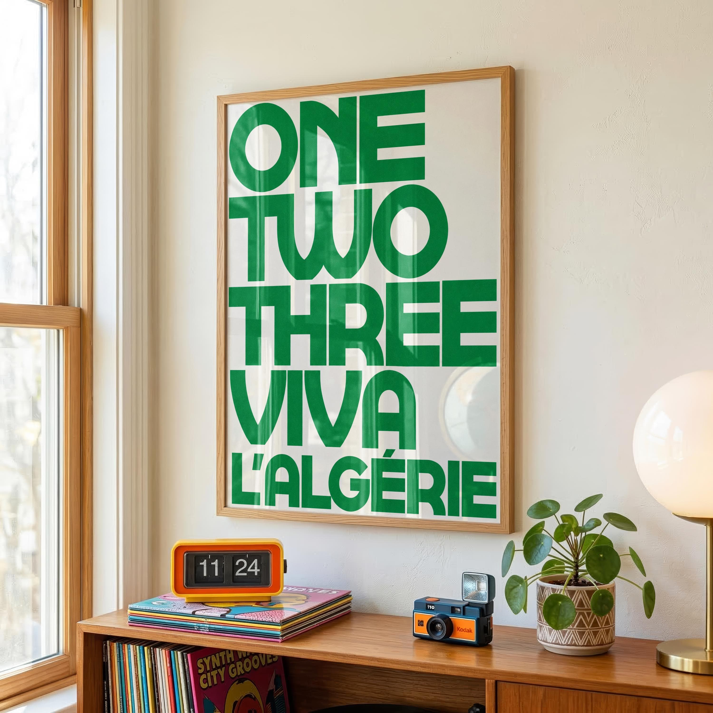One Two Three Viva L’Algérie Poster | Algerian Pride Wall Art | Algeria Football Decor | Modern Retro Poster | Maghrebi Art Print | DZ Power - image 3