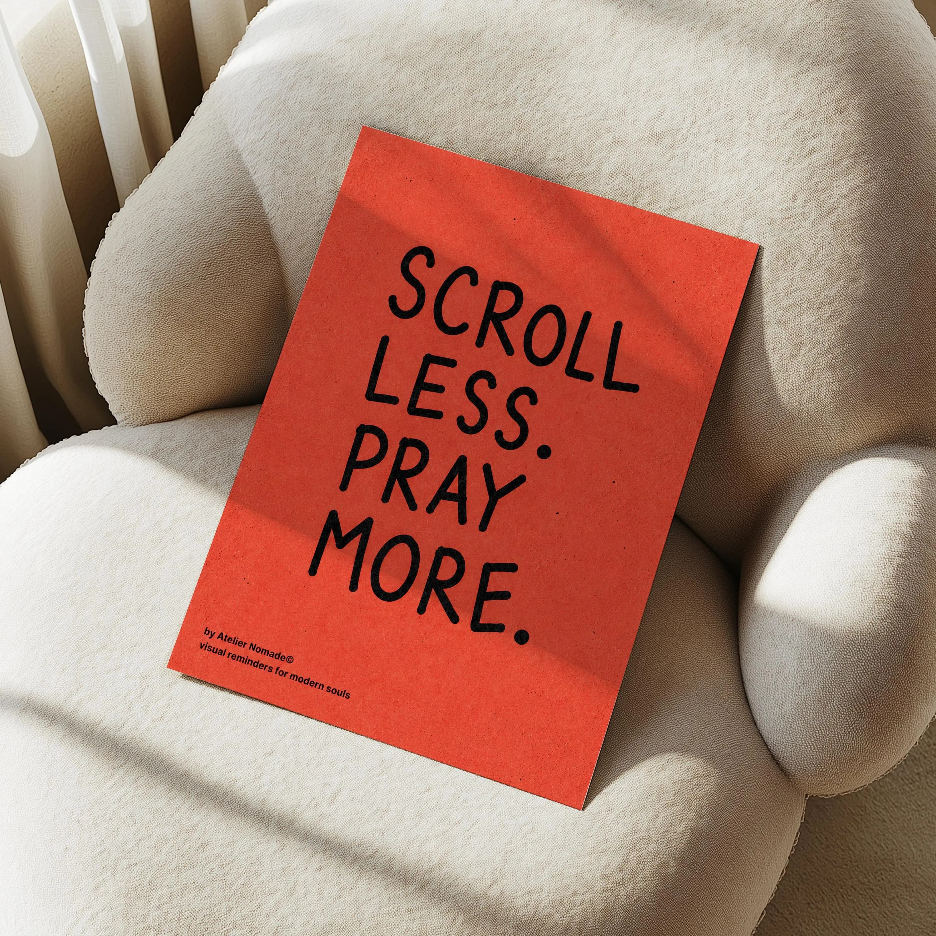 Scroll less Pray more poster | Modern islamic wall art | Muslim room decor | Spiritual reminder | Typography print | Minimalist prayer art - image 5