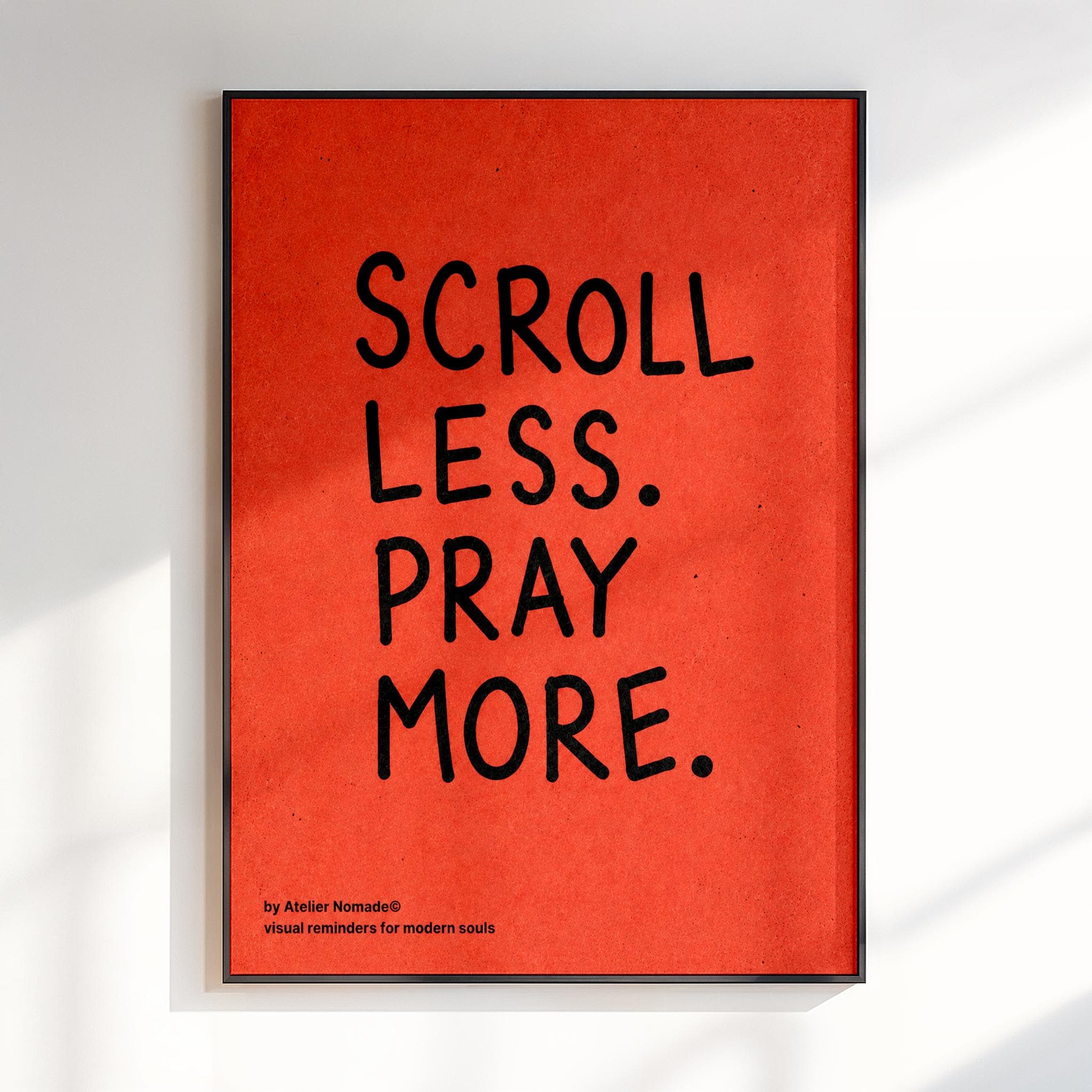 Scroll less Pray more poster | Modern islamic wall art | Muslim room decor | Spiritual reminder | Typography print | Minimalist prayer art - image 4