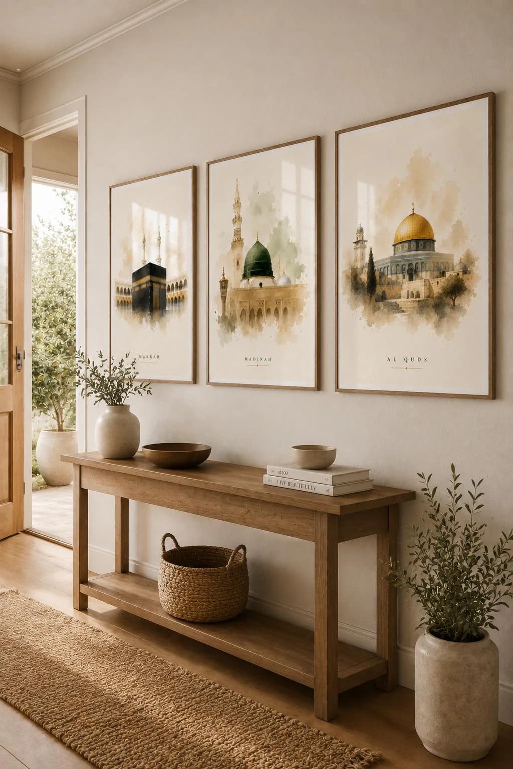 Islamic Holy Sites Bundle Set of 3 Prints | Makkah Madinah Al Quds Watercolor Wall Art | Minimalist Islamic Decor | Kaaba Mosque Printable - image 5