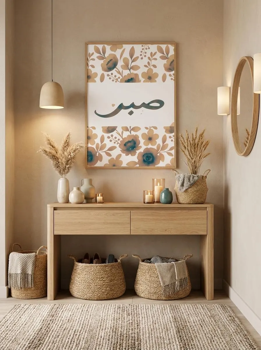 Sabr Arabic Wall Art Print | Neutral Beige & Blue Islamic Decor | Minimalist Floral Arabic Calligraphy | Printable Poster | Digital Download - image 5