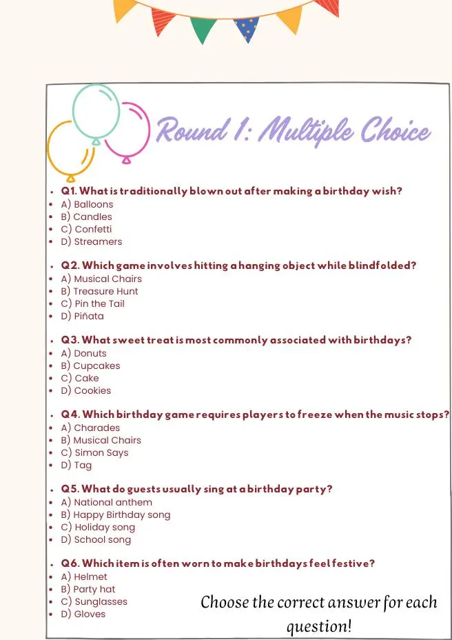 Teen Birthday Trivia Game, Party Quiz Activity (PDF Download) - image 5