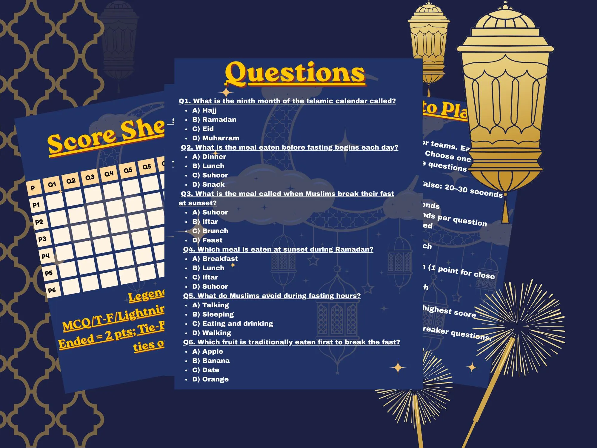 Ramadan Trivia Game for Kids, Islamic Quiz, Family Activity (Ages 8-10) - image 5