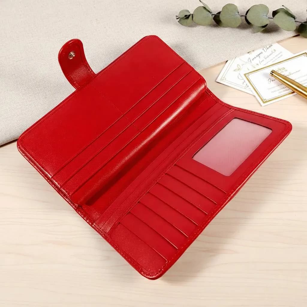 Handmade Stingray Leather Wallet, Red Borneo Batik Purse - image 5