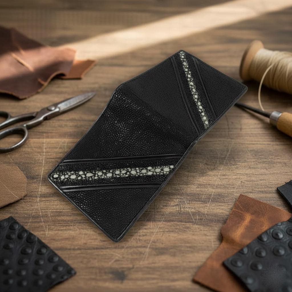 Handmade Stingray Leather Bifold Wallet, Exotic Shagreen, Slim - image 3