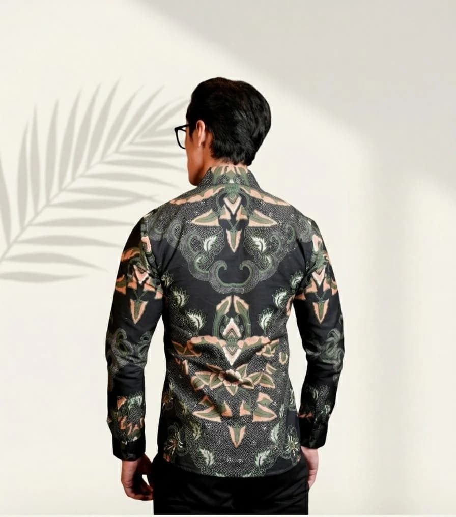 Men's Slim Fit Batik Shirt Lined Indonesian Ethnic Button Down Formal Casual Shirt - image 3